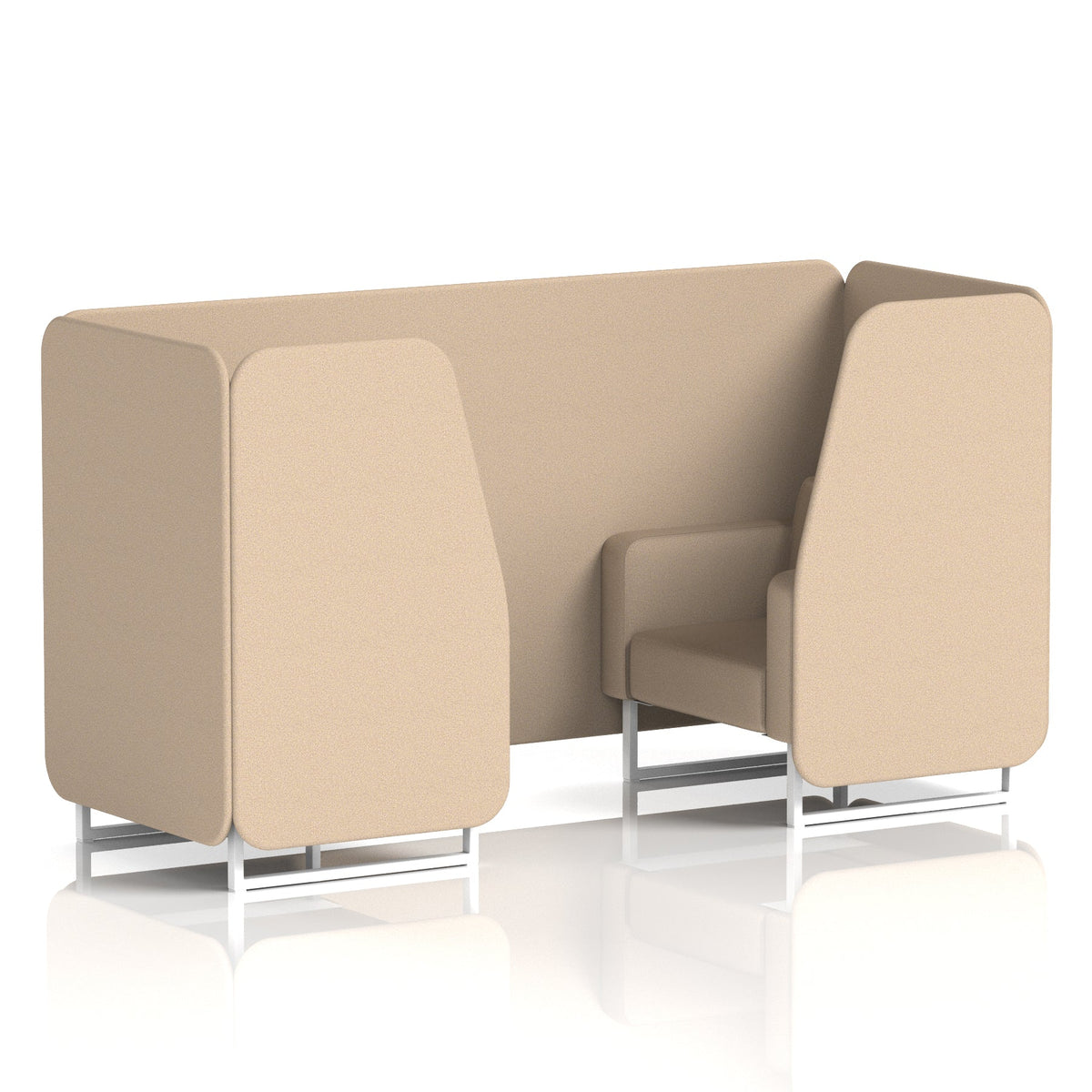 Commercial 2 Seater Privacy Booth – Single Tone – Crib 5 Synergy - Affix Panels And Sofa White - Industrious Decor