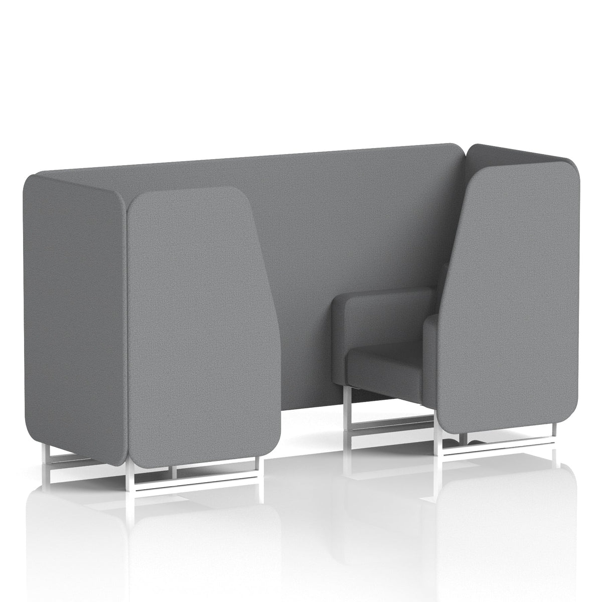 Commercial 2 Seater Privacy Booth – Single Tone – Crib 5 Synergy - Partner Panels And Sofa White - Industrious Decor