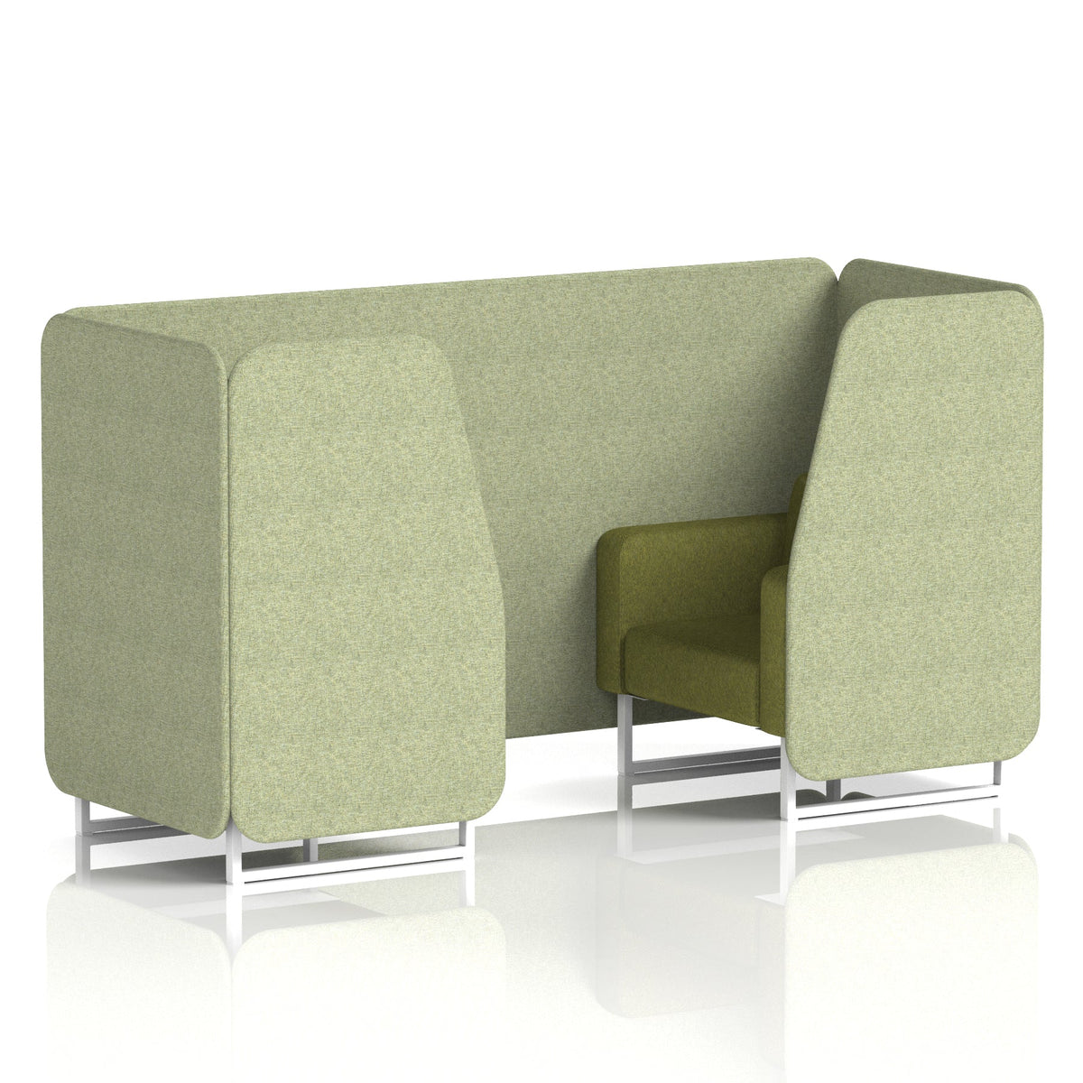 Commercial 2 Seater Privacy Booth – Two Tone – Crib 5 Rivet - Burnish Panels And Olive Sofa White - Industrious Decor