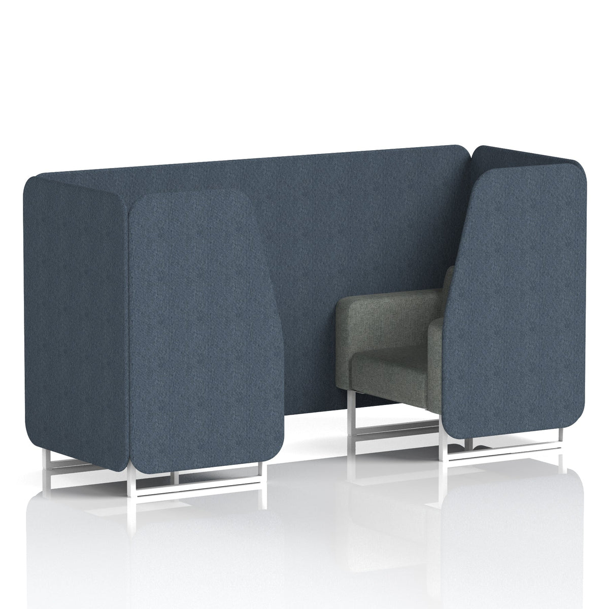 Commercial 2 Seater Privacy Booth – Two Tone – Crib 5 Rivet - Crucible Panels And Prime Sofa White - Industrious Decor