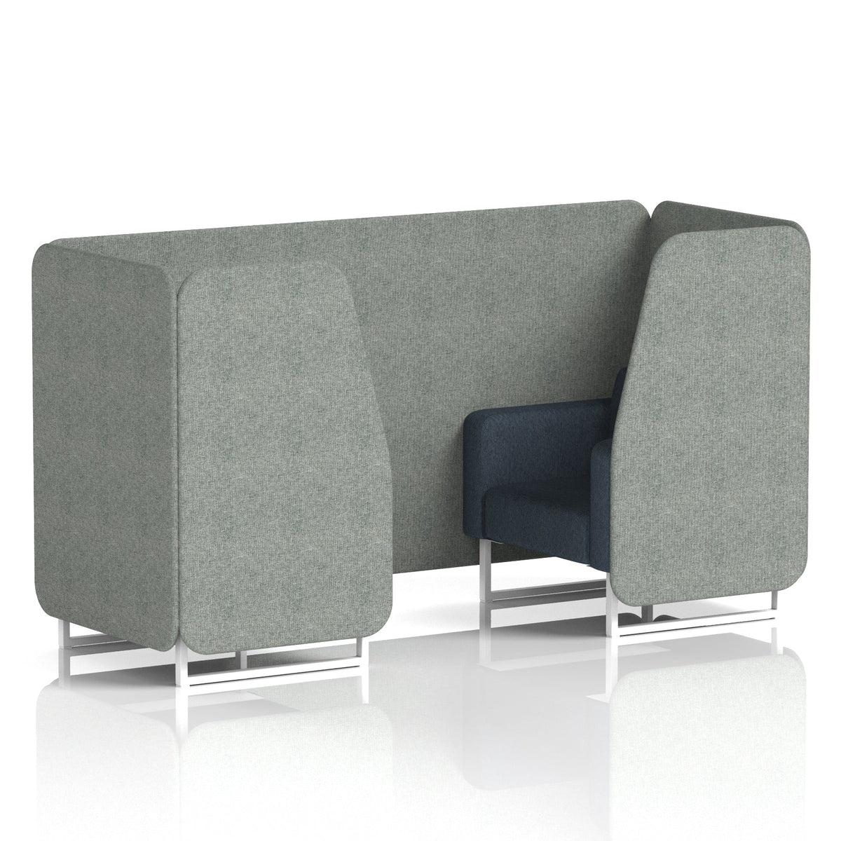 Commercial 2 Seater Privacy Booth – Two Tone – Crib 5 Rivet - Prime Panels And Crucible Sofa White - Industrious Decor