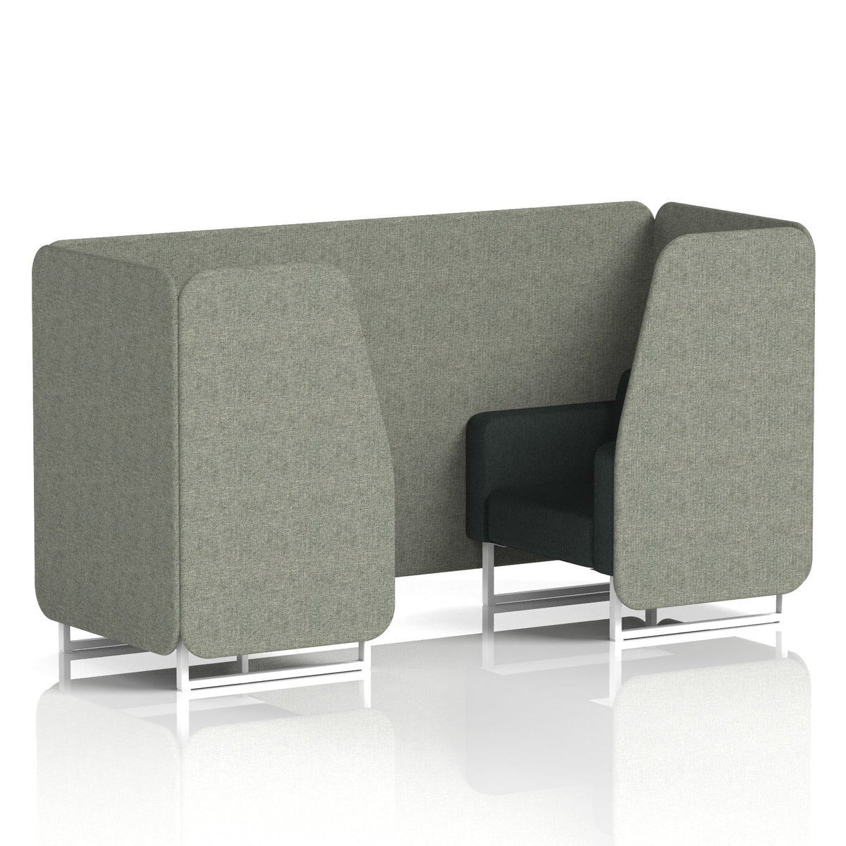 Commercial 2 Seater Privacy Booth – Two Tone – Crib 5 Rivet - Vitreous Panels And Charcoal Sofa White - Industrious Decor