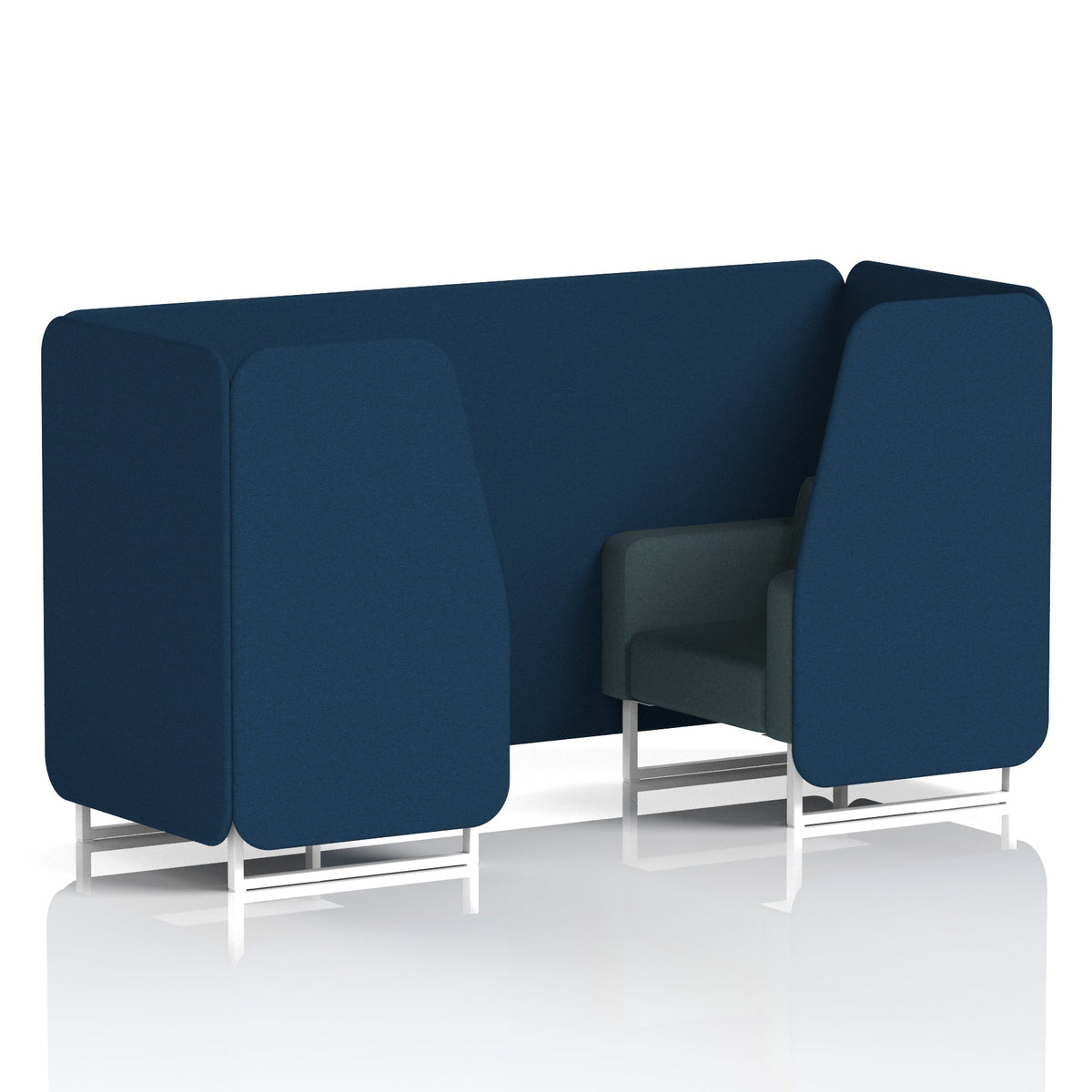 Commercial 2 Seater Privacy Booth – Two Tone – Crib 5 X2 - Calculus Panels And Polygon Sofa White - Industrious Decor