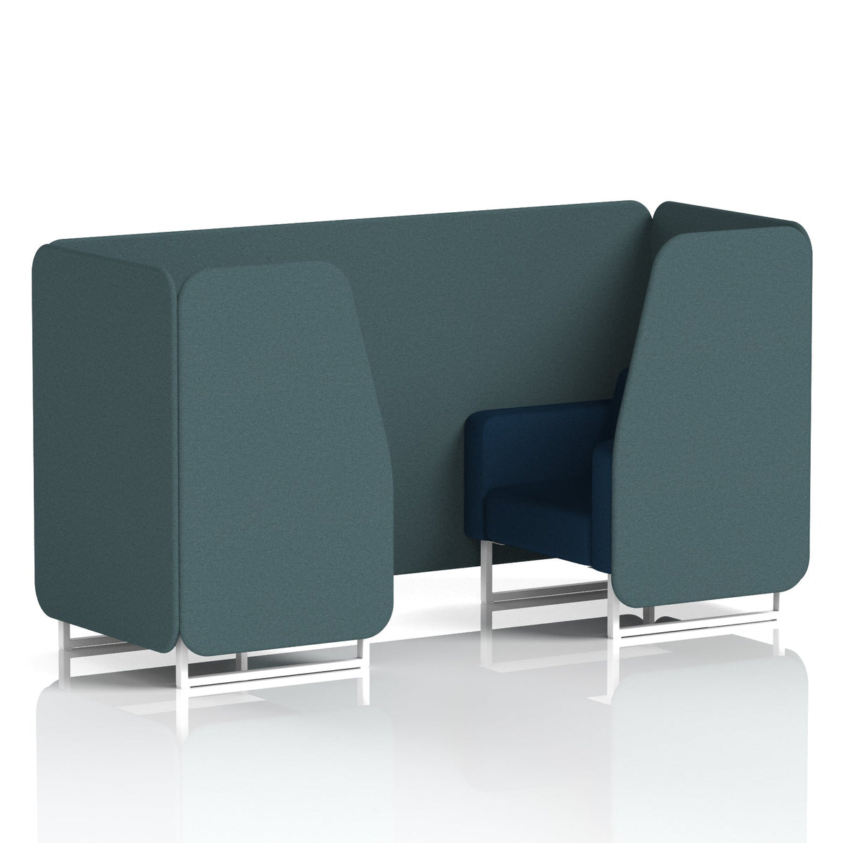 Commercial 2 Seater Privacy Booth – Two Tone – Crib 5 X2 - Polygon Panels And Calculus Sofa White - Industrious Decor