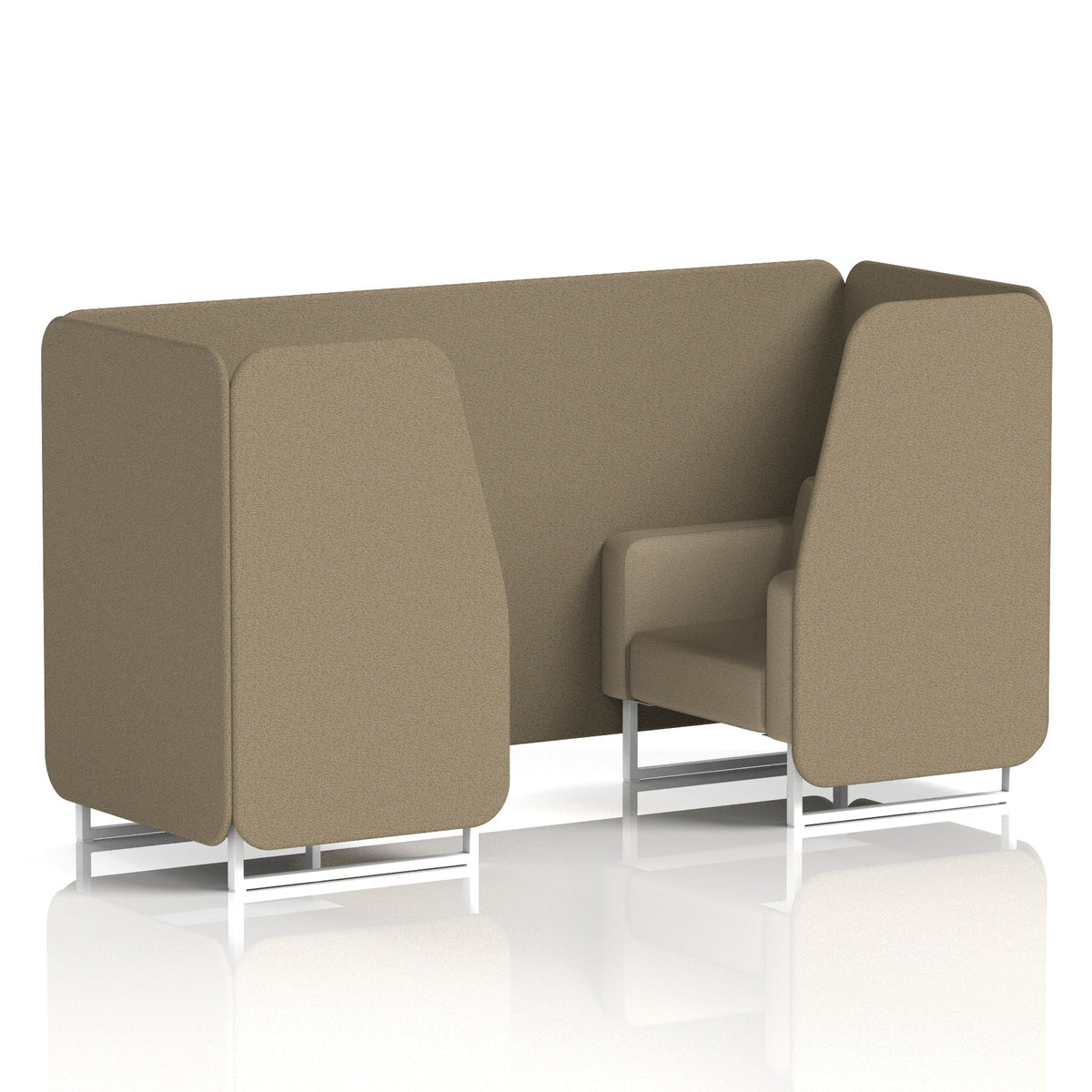 Commercial 2 Seater Privacy Booth – Two Tone – Crib 5 Main Line Flax - Bank Panels And Upminster Sofa White - Industrious Decor