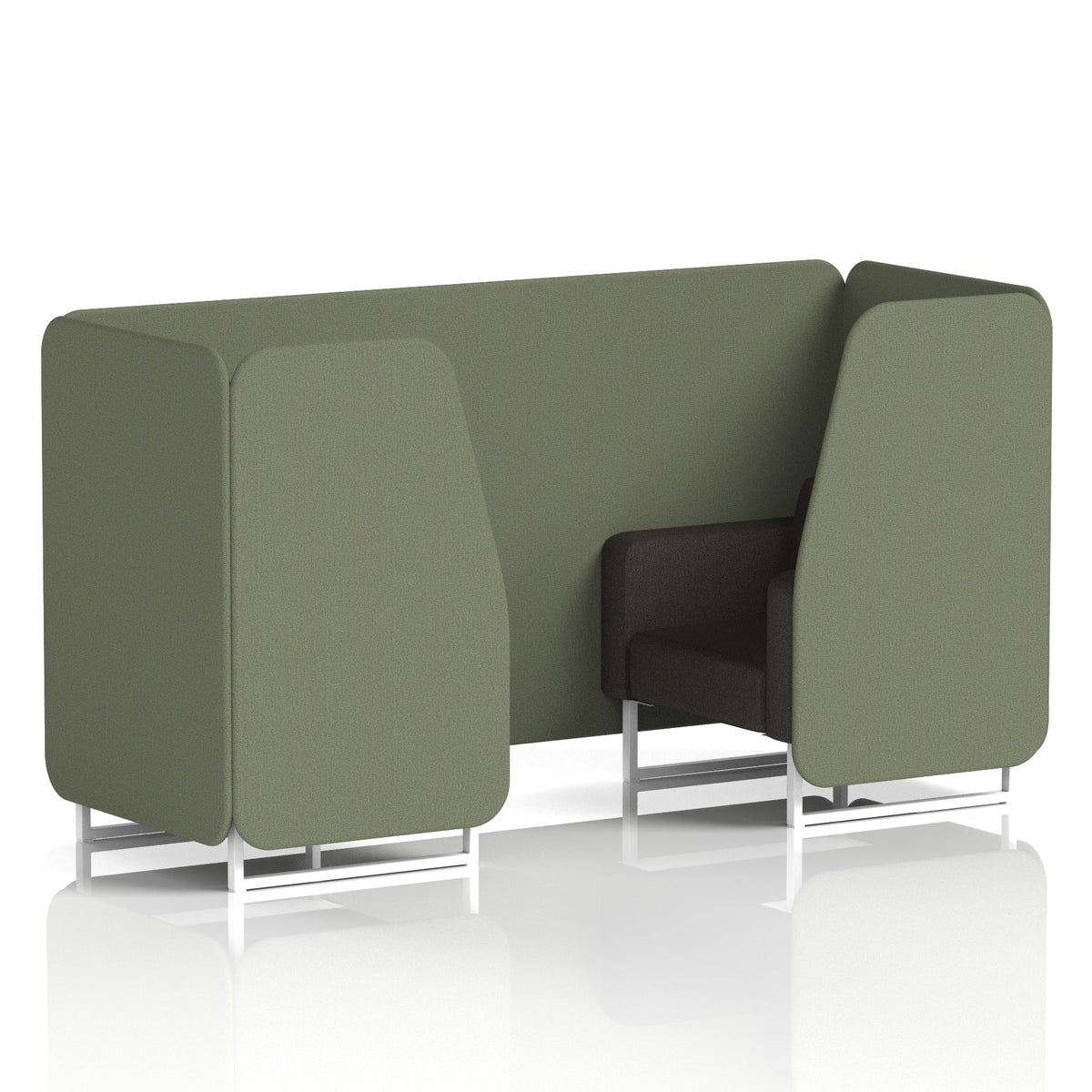 Commercial 2 Seater Privacy Booth – Two Tone – Crib 5 Main Line Flax - Monument Panels And Temple Sofa White - Industrious Decor
