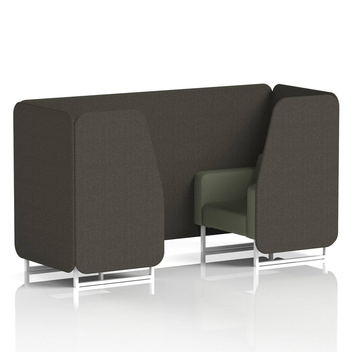Commercial 2 Seater Privacy Booth – Two Tone – Crib 5 Main Line Flax - Temple Panels And Monument Sofa White - Industrious Decor