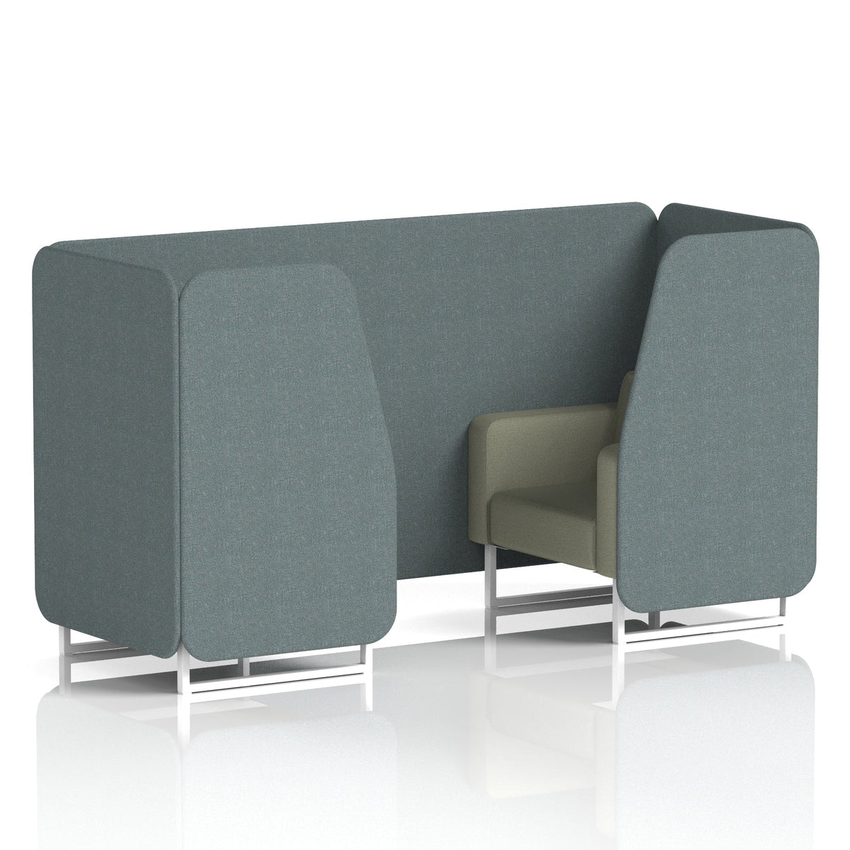 Commercial 2 Seater Privacy Booth – Two Tone – Crib 5 Main Line Flax - Westminster Panels And Newbury Sofa White - Industrious Decor