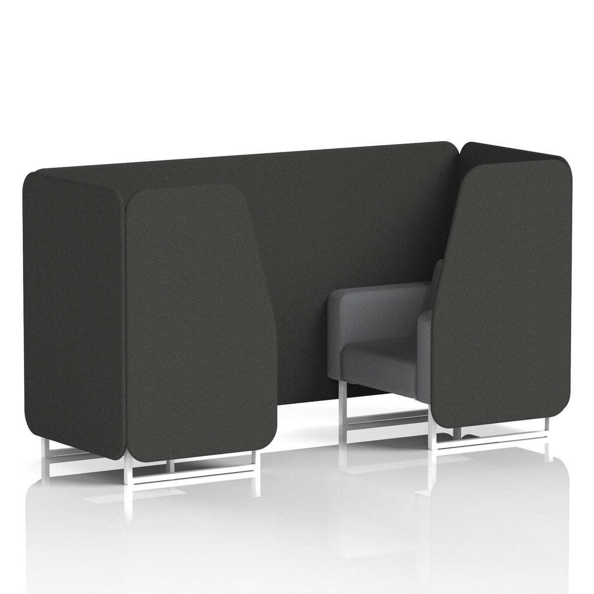 Commercial 2 Seater Privacy Booth – Two Tone – Crib 5 Synergy - Mix Panels And Partner Sofa White - Industrious Decor