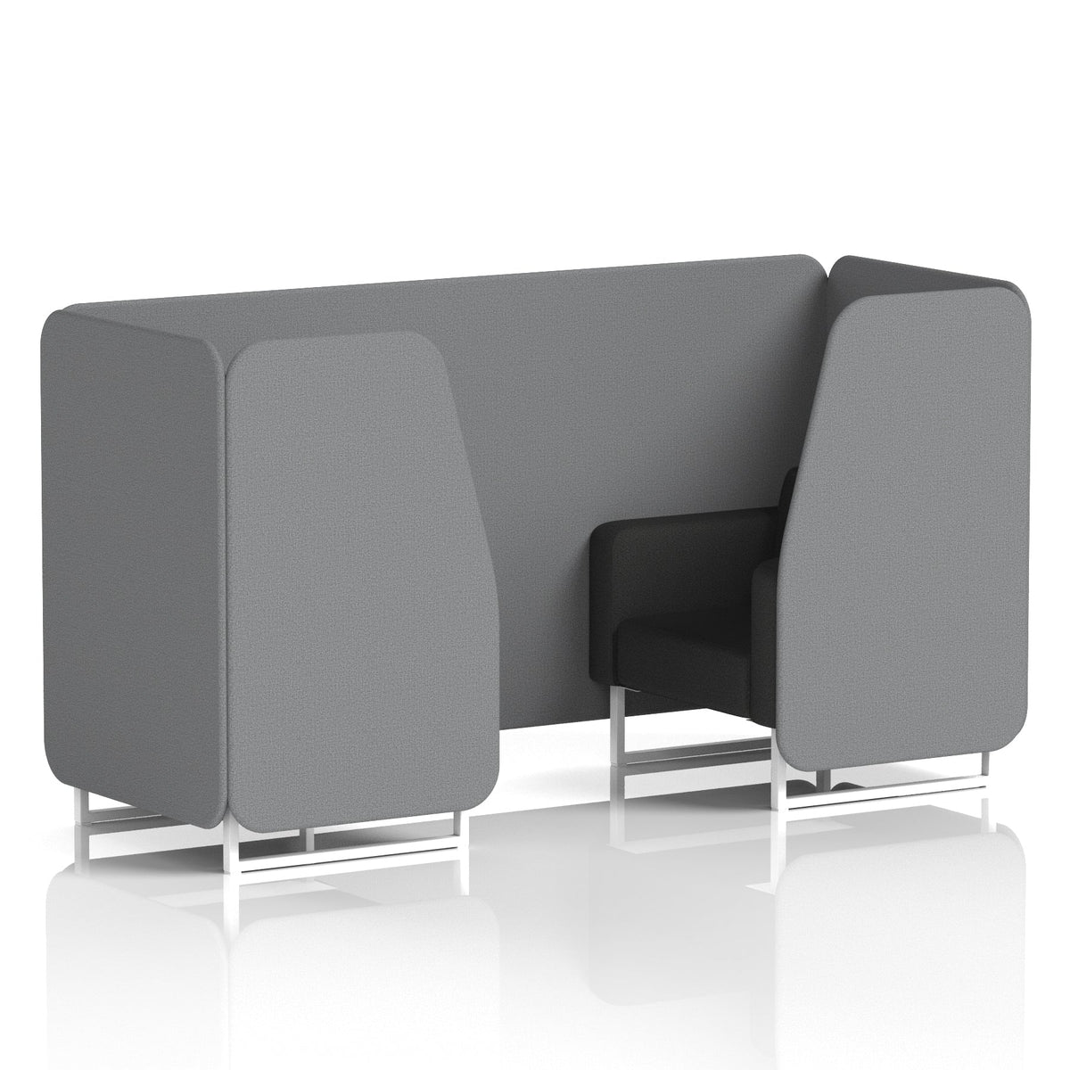 Commercial 2 Seater Privacy Booth – Two Tone – Crib 5 Synergy - Partner Panels And Mix Sofa White - Industrious Decor