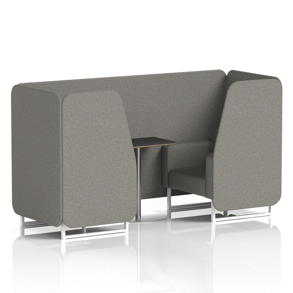 Commercial 2 Seater Privacy Booth with Black Table – Single Tone – Crib 5 X2 - Number Panels And Sofa White - Industrious Decor