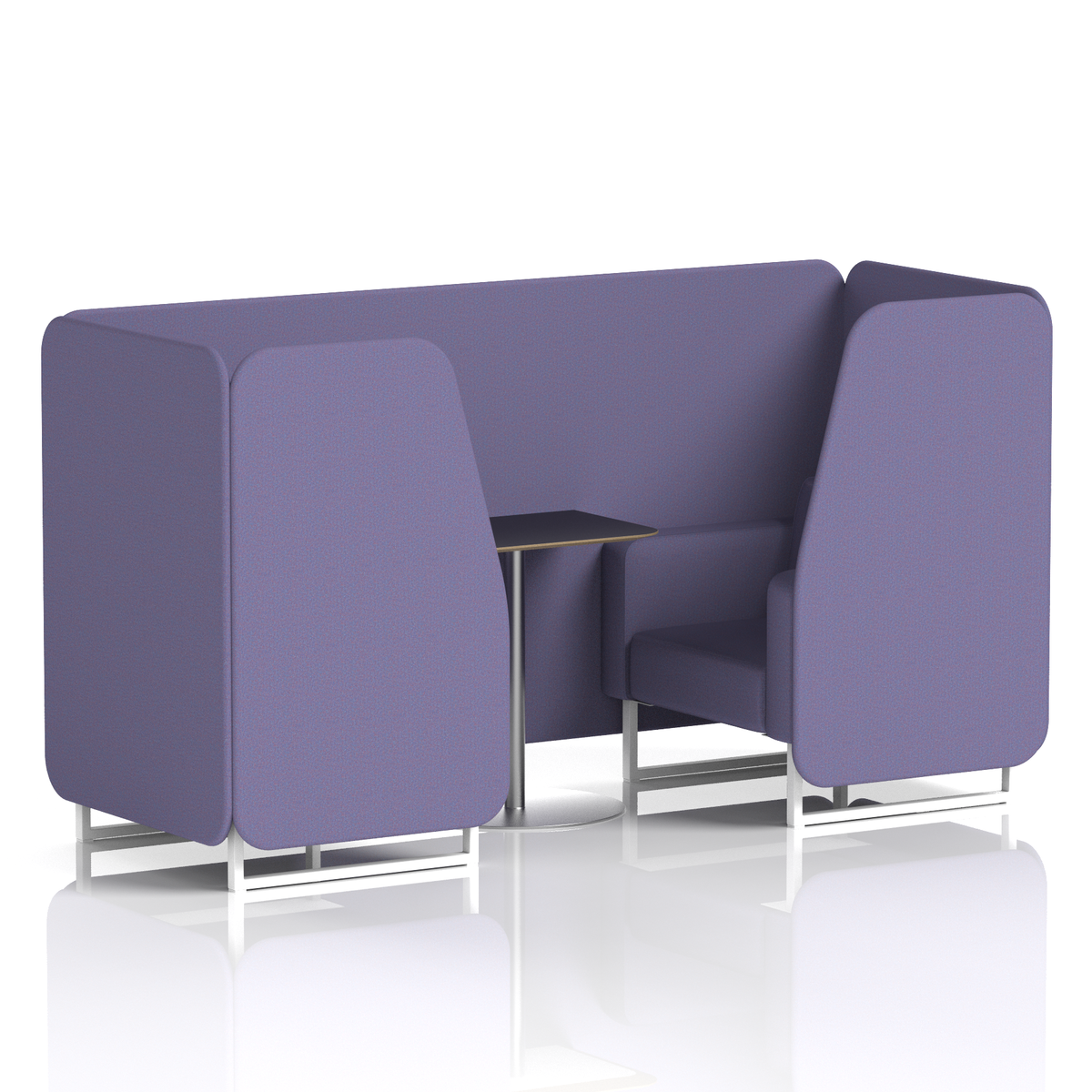 Commercial 2 Seater Privacy Booth with Black Table – Single Tone – Crib 5 Synergy - Order Panels And Sofa White - Industrious Decor