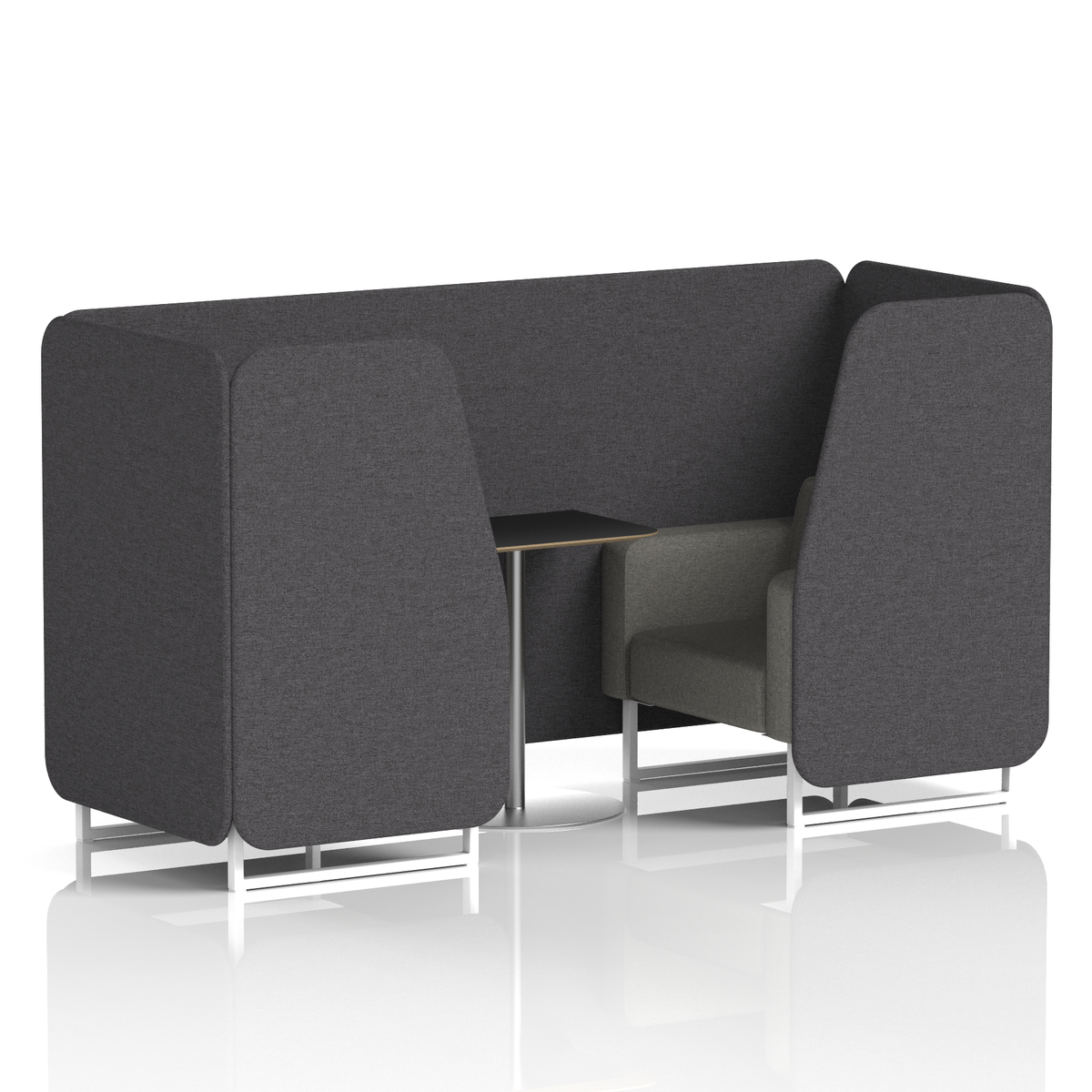 Commercial 2 Seater Privacy Booth with Black Table – Two Tone – Crib 5 X2 - Arithmetic Panels And Number Sofa White - Industrious Decor