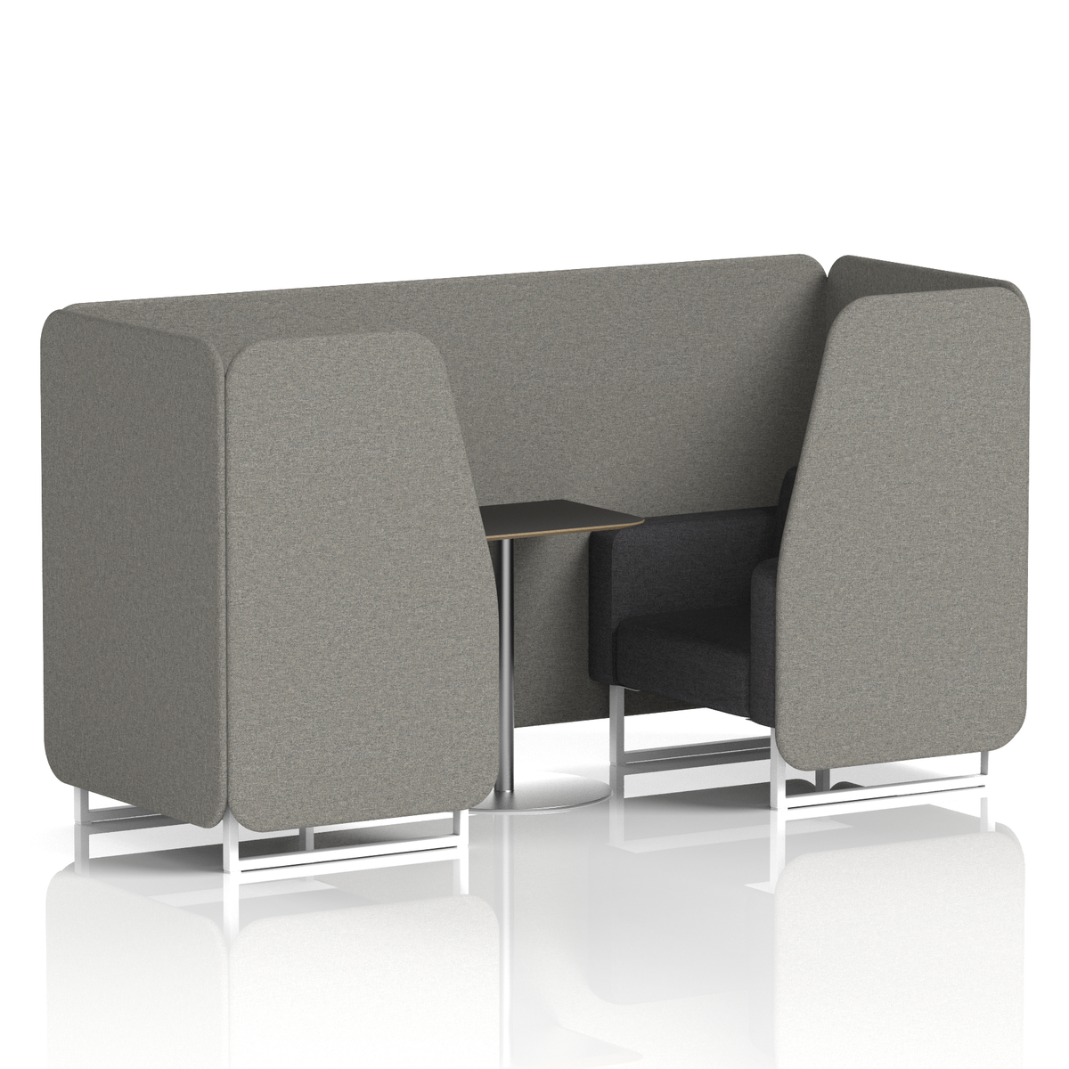 Commercial 2 Seater Privacy Booth with Black Table – Two Tone – Crib 5 X2 - Number Panels And Arithmetic Sofa White - Industrious Decor