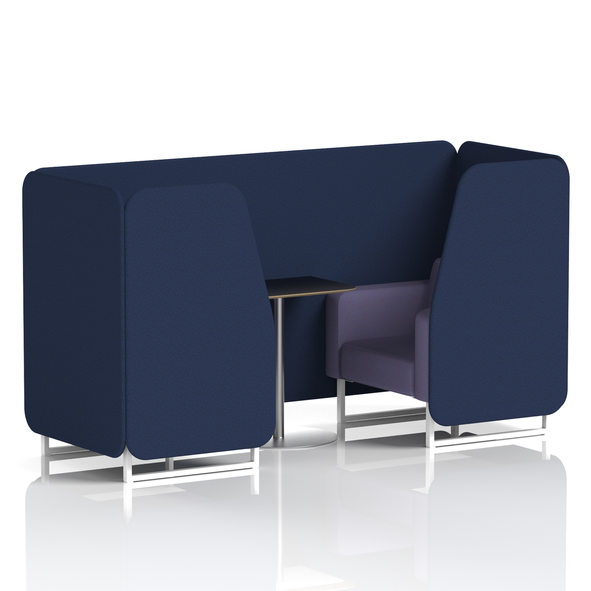 Commercial 2 Seater Privacy Booth with Black Table – Two Tone – Crib 5 Synergy - Alike Panels And Order Sofa White - Industrious Decor