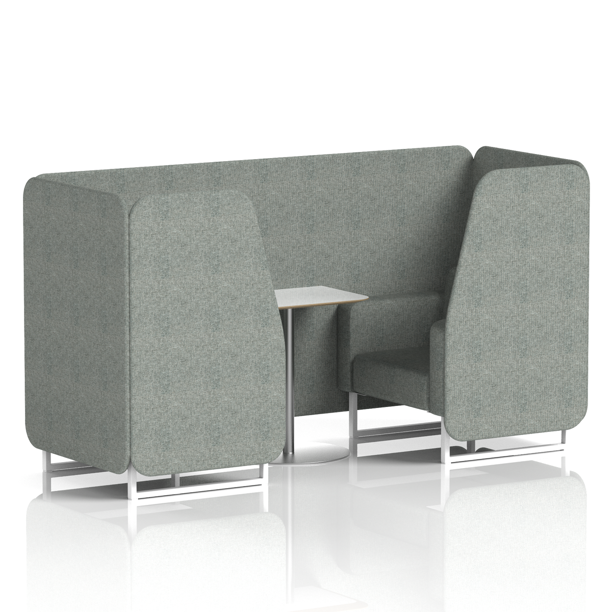 Commercial 2 Seater Privacy Booth with White Table – Single Tone – Crib 5 Rivet - Prime Panels And Sofa White - Industrious Decor