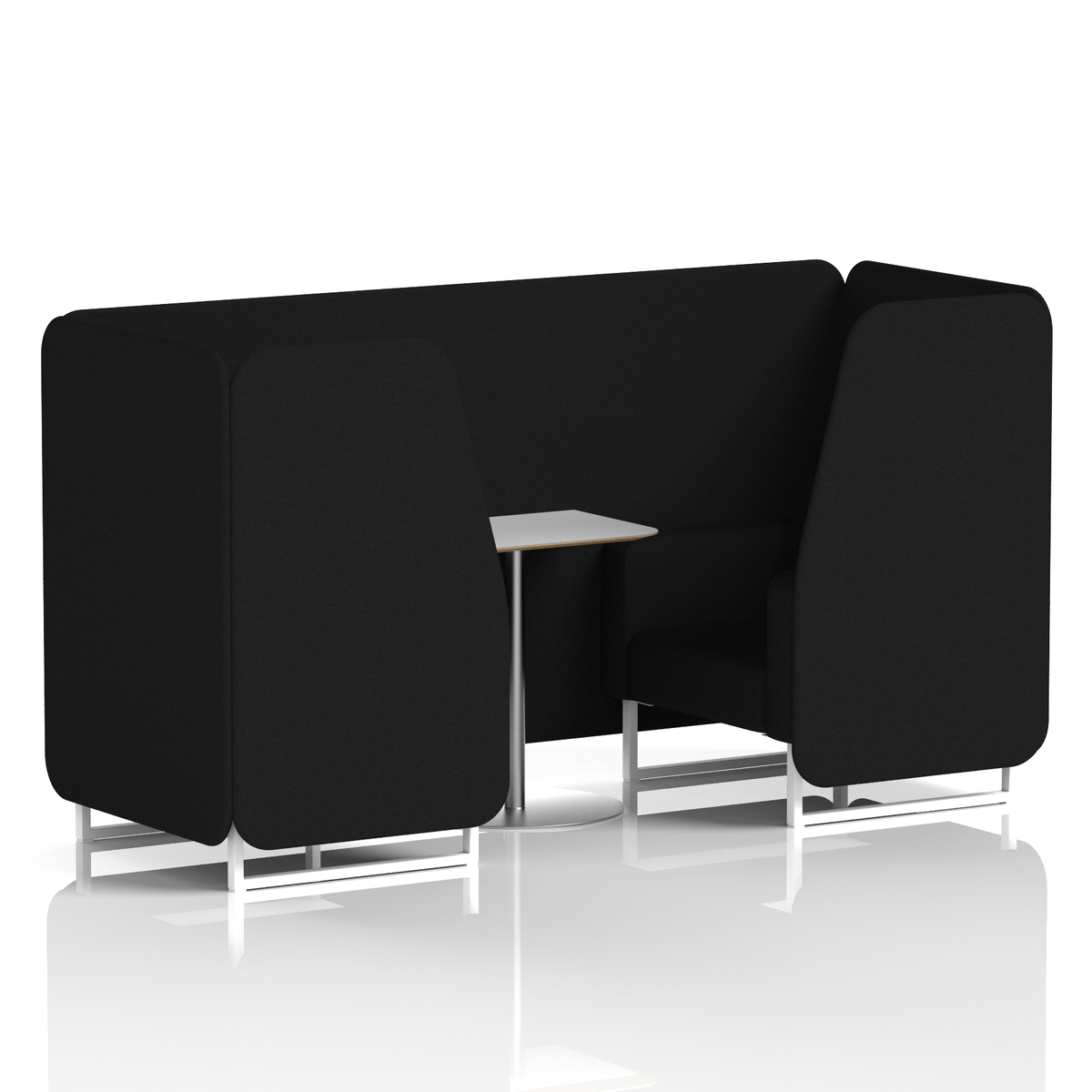 Commercial 2 Seater Privacy Booth with White Table – Single Tone – Crib 5 X2 - Diameter Panels And Sofa White - Industrious Decor