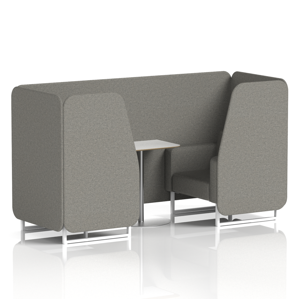 Commercial 2 Seater Privacy Booth with White Table – Single Tone – Crib 5 X2 - Number Panels And Sofa White - Industrious Decor