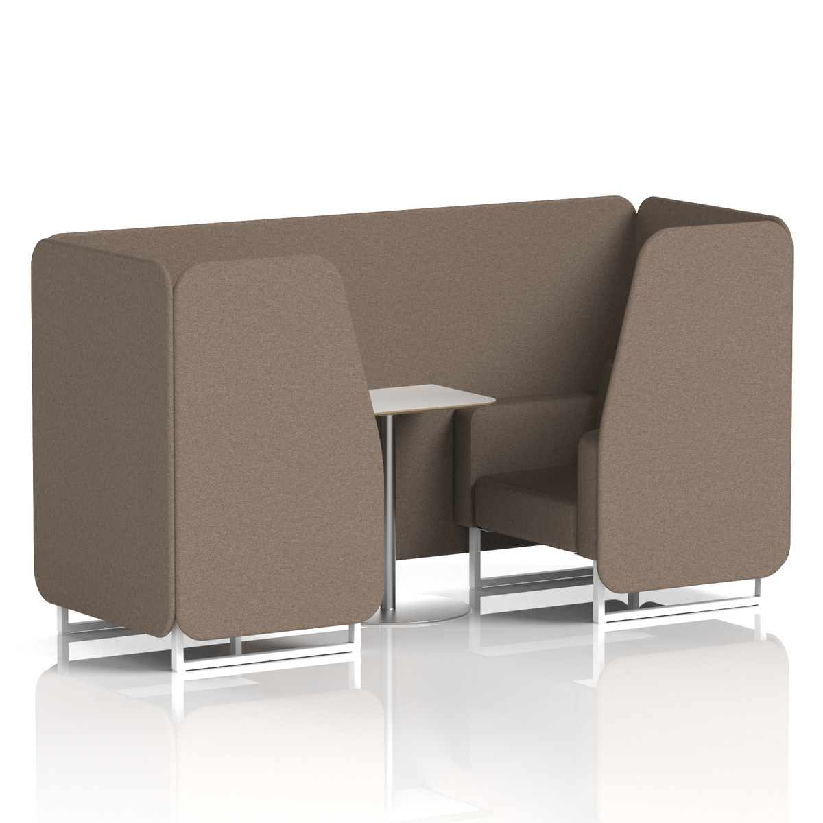 Commercial 2 Seater Privacy Booth with White Table – Single Tone – Crib 5 X2 - Theory Panels And Sofa White - Industrious Decor