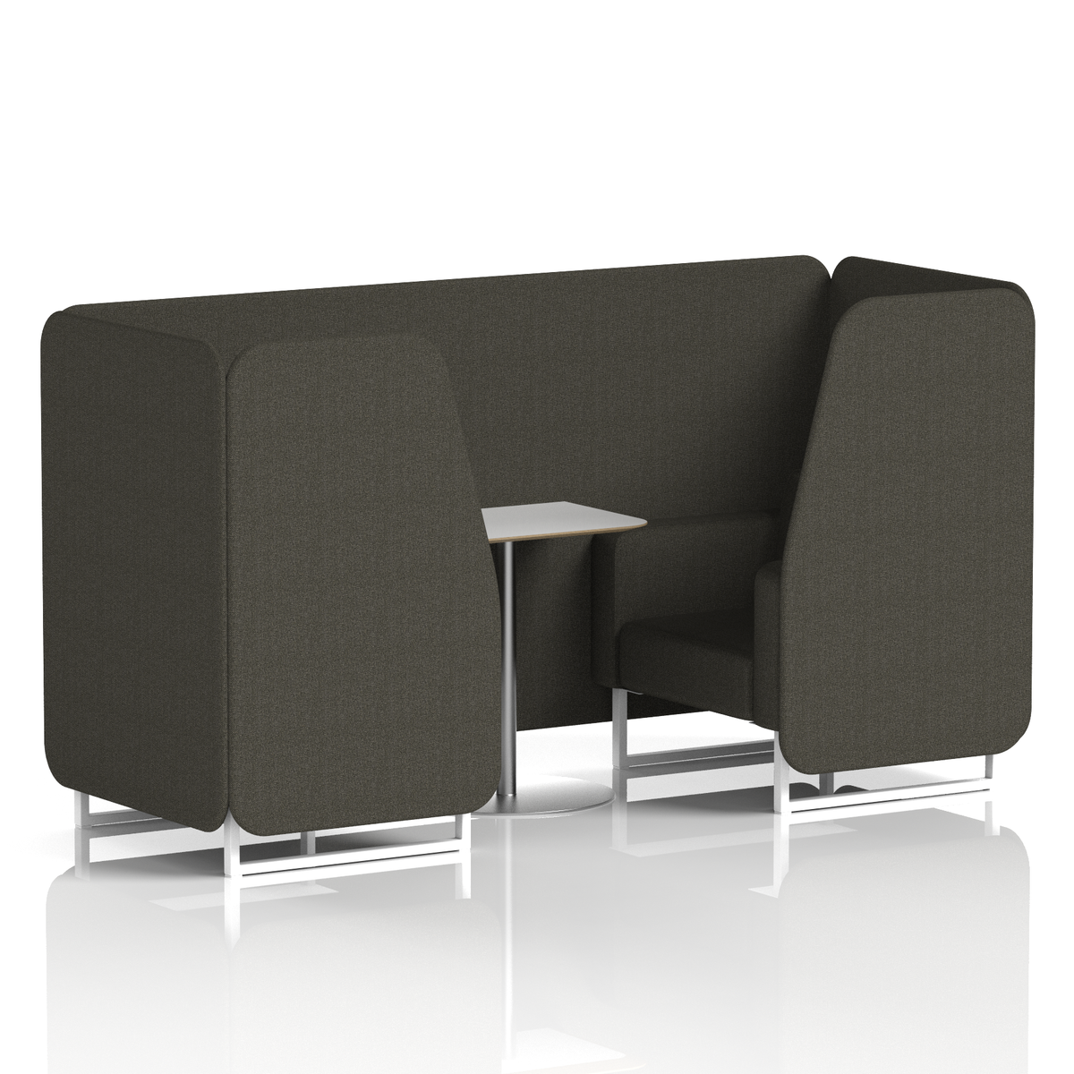 Commercial 2 Seater Privacy Booth with White Table – Single Tone – Crib 5 Main Line Flax - Temple Panels And Sofa White - Industrious Decor