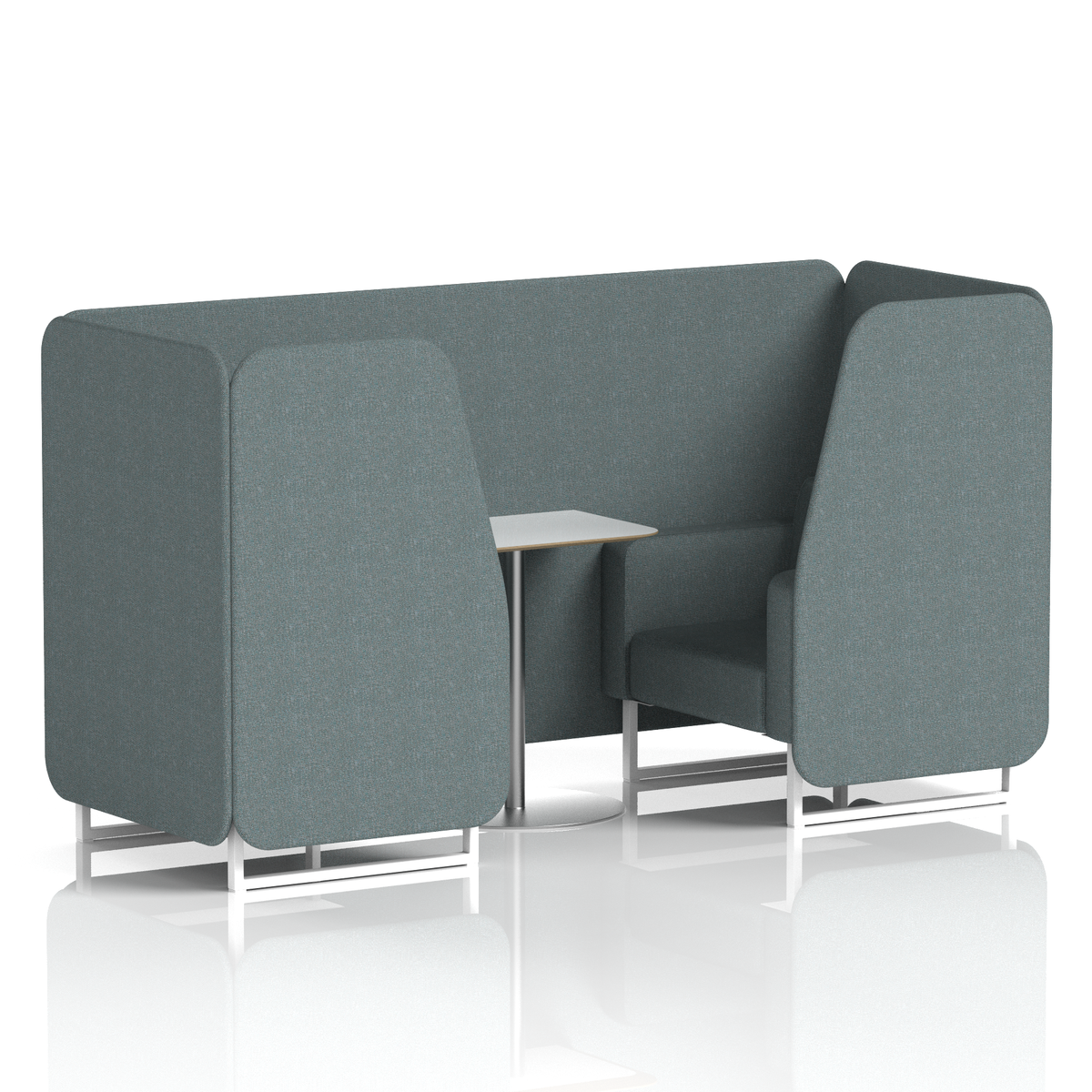Commercial 2 Seater Privacy Booth with White Table – Single Tone – Crib 5 Main Line Flax - Westminster Panels And Sofa White - Industrious Decor