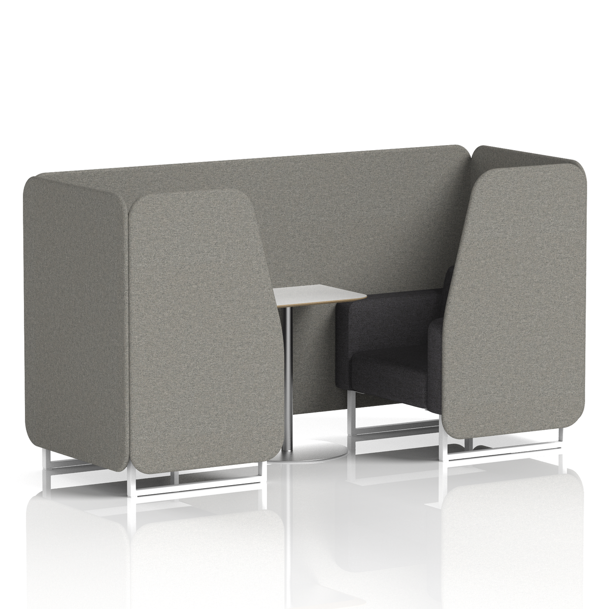 Commercial 2 Seater Privacy Booth with White Table – Two Tone – Crib 5 X2 - Number Panels And Arithmetic Sofa White - Industrious Decor