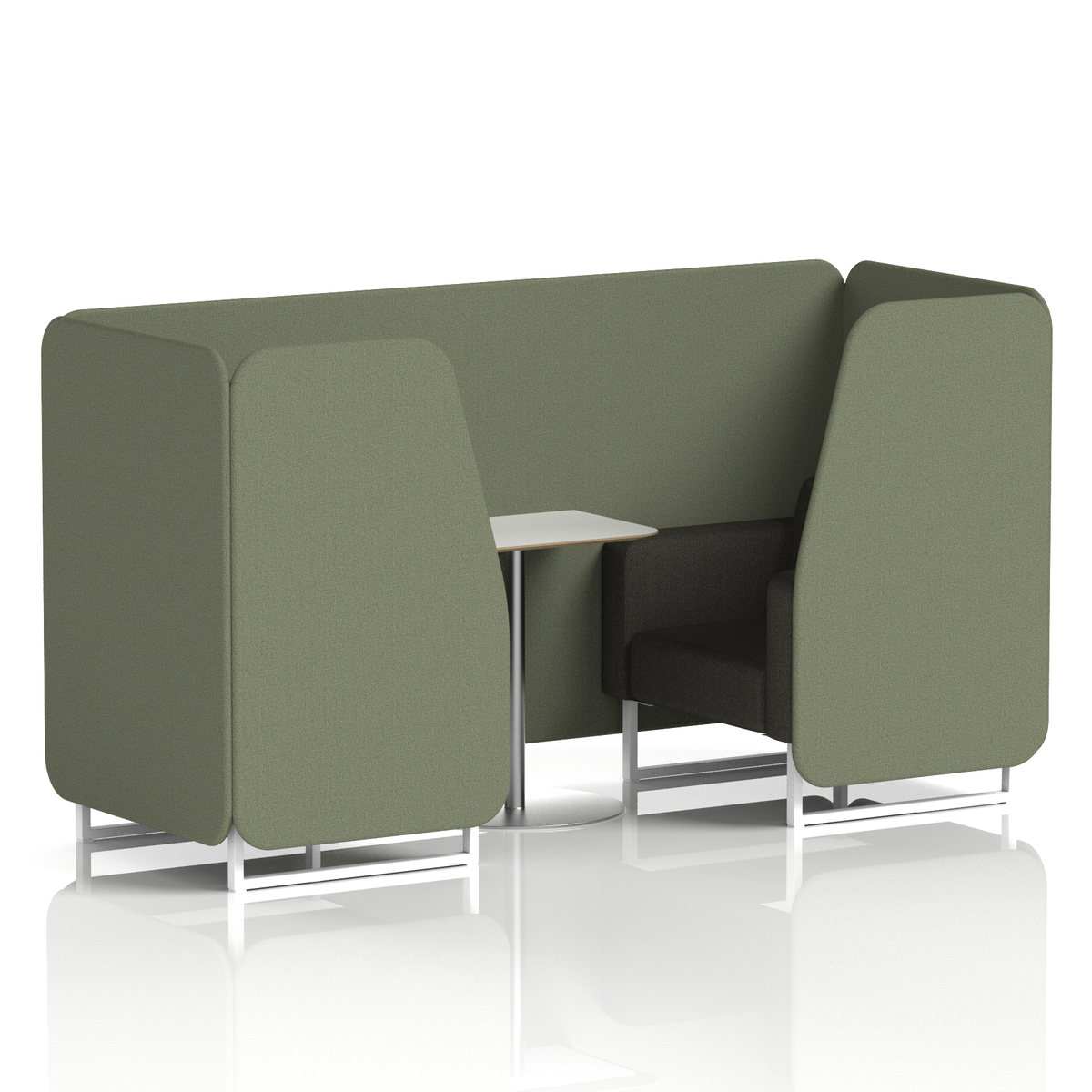 Commercial 2 Seater Privacy Booth with White Table – Two Tone – Crib 5 Main Line Flax - Monument Panels And Temple Sofa White - Industrious Decor