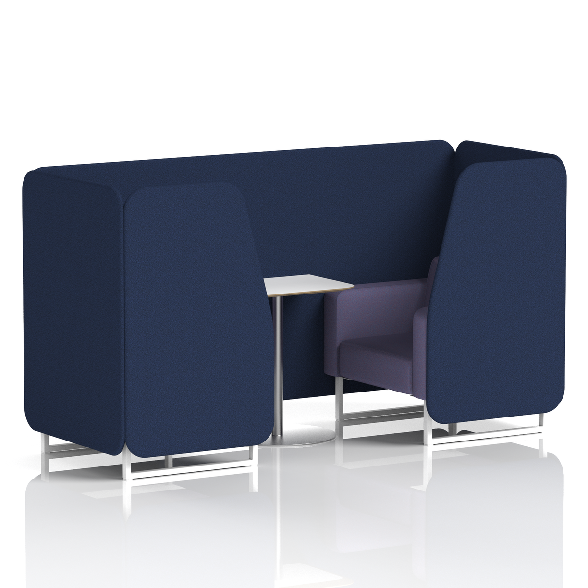 Commercial 2 Seater Privacy Booth with White Table – Two Tone – Crib 5 Synergy - Alike Panels And Order Sofa White - Industrious Decor