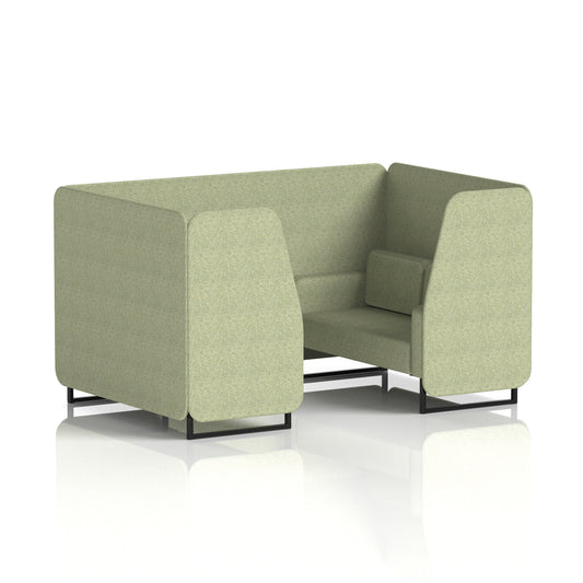 Commercial 4 Seater Privacy Booth – Single Tone – Crib 5 Rivet - Burnish Panels And Sofa Black - Industrious Decor