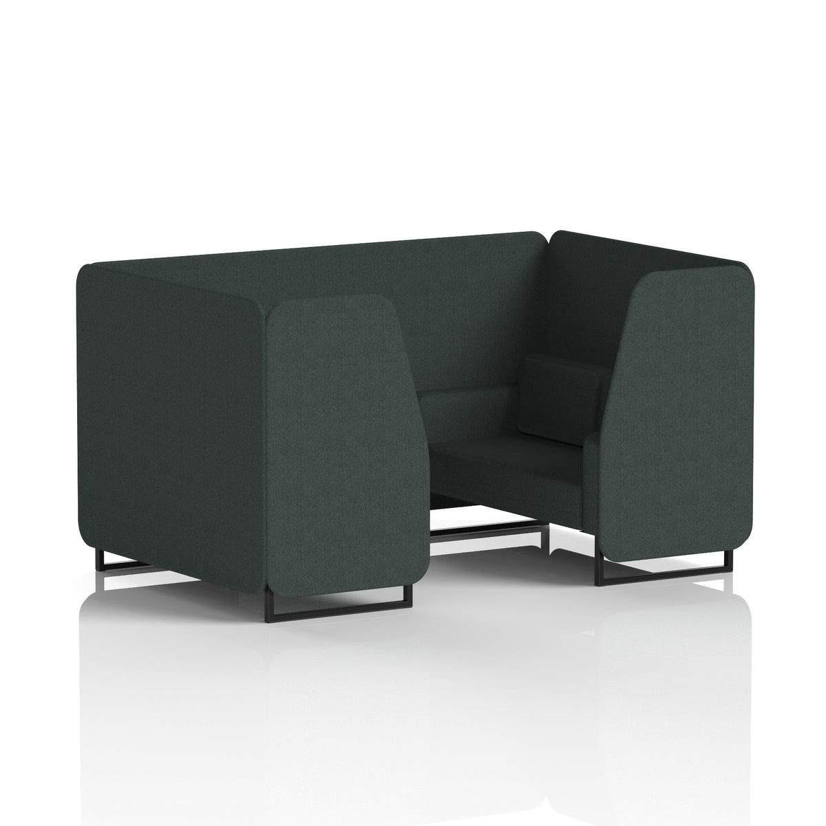 Commercial 4 Seater Privacy Booth – Single Tone – Crib 5 Rivet - Charcoal Panels And Sofa Black - Industrious Decor