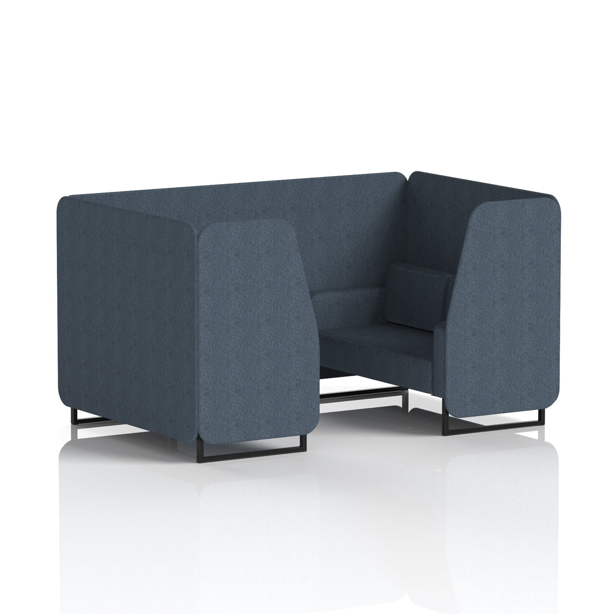 Commercial 4 Seater Privacy Booth – Single Tone – Crib 5 Rivet - Crucible Panels And Sofa Black - Industrious Decor