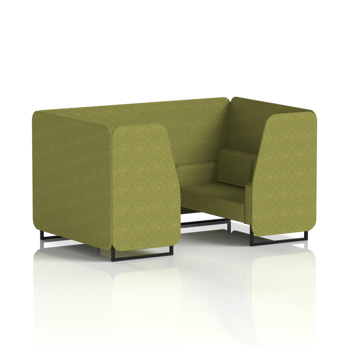 Commercial 4 Seater Privacy Booth – Single Tone – Crib 5 Rivet - Olive Panels And Sofa Black - Industrious Decor