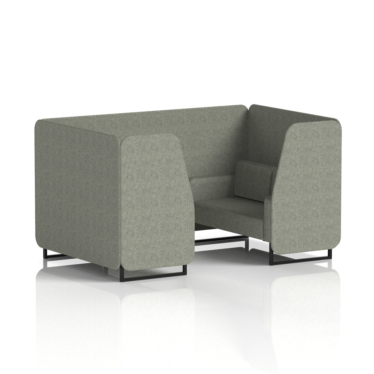 Commercial 4 Seater Privacy Booth – Single Tone – Crib 5 Rivet - Vitreous Panels And Sofa Black - Industrious Decor