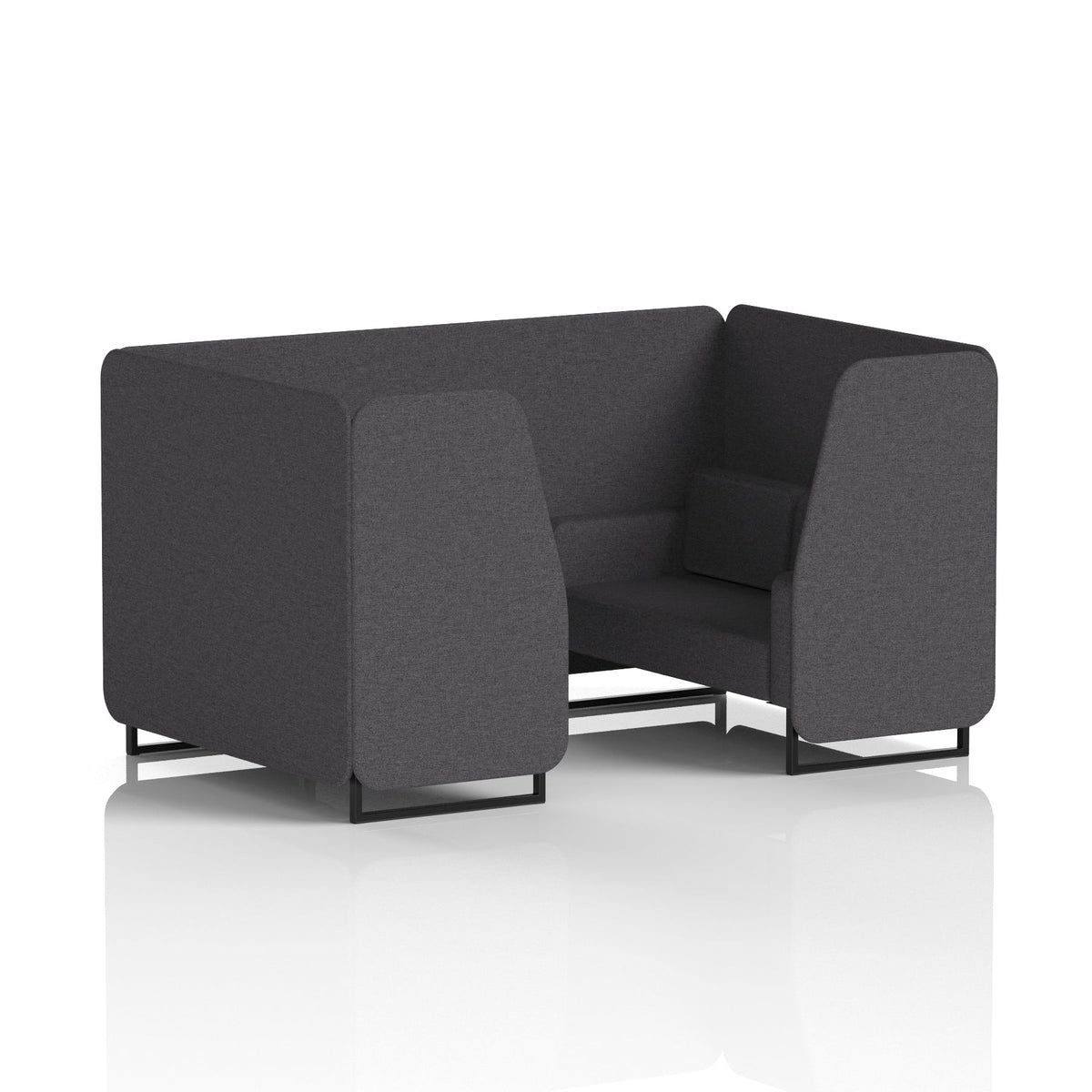 Commercial 4 Seater Privacy Booth – Single Tone – Crib 5 X2 - Arithmetic Panels And Sofa Black - Industrious Decor