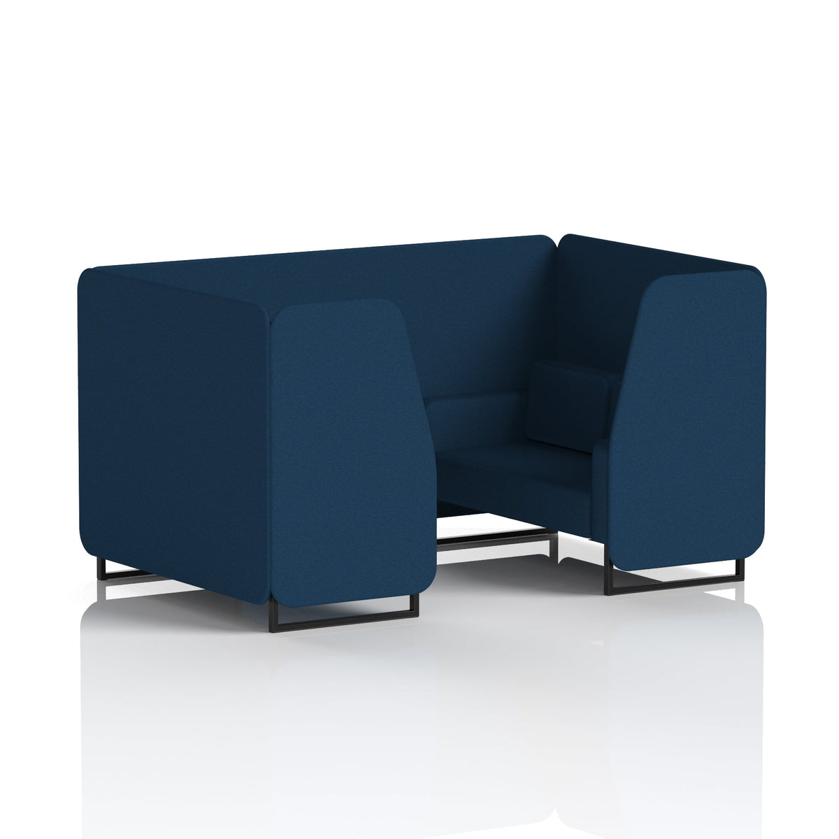 Commercial 4 Seater Privacy Booth – Single Tone – Crib 5 X2 - Calculus Panels And Sofa Black - Industrious Decor