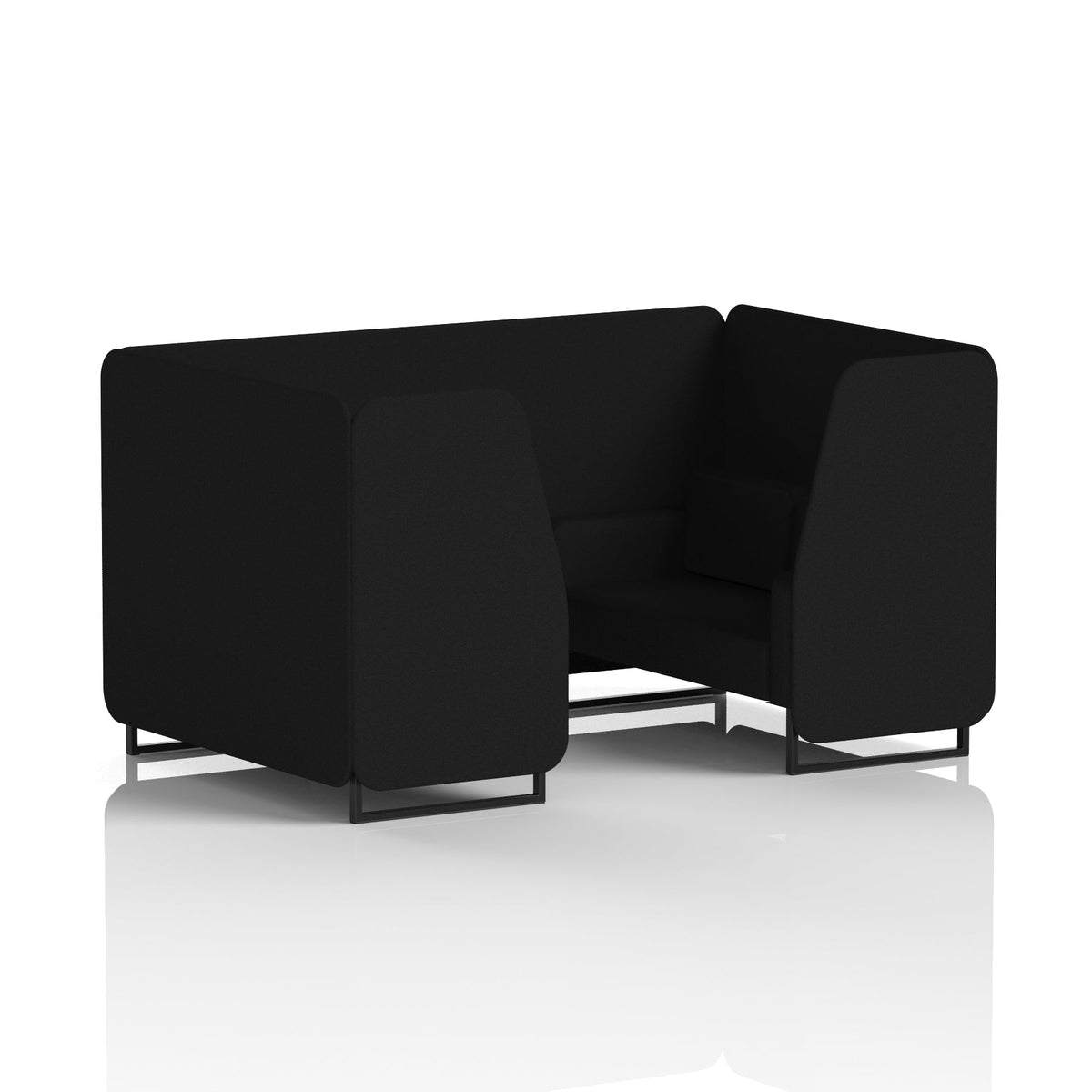 Commercial 4 Seater Privacy Booth – Single Tone – Crib 5 X2 - Diameter Panels And Sofa Black - Industrious Decor