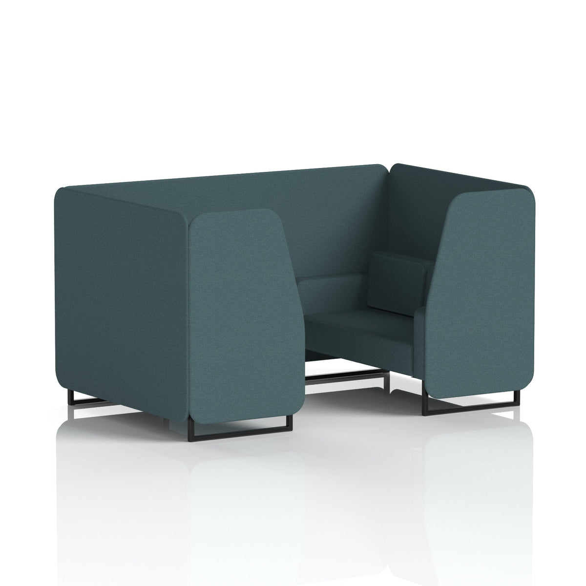 Commercial 4 Seater Privacy Booth – Single Tone – Crib 5 X2 - Polygon Panels And Sofa Black - Industrious Decor