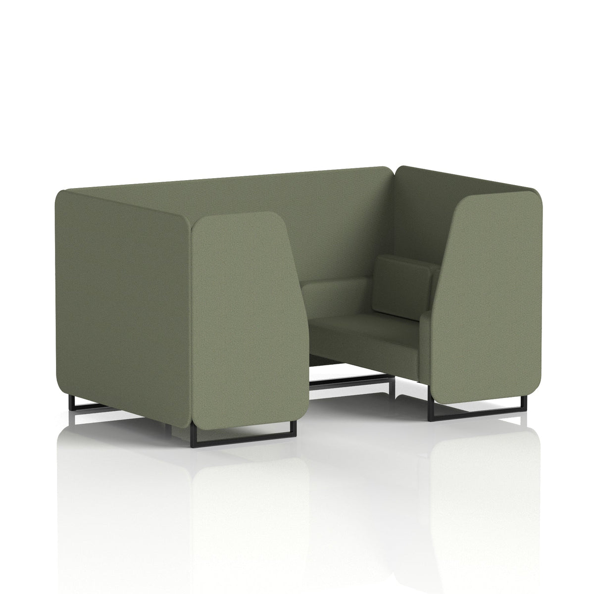Commercial 4 Seater Privacy Booth – Single Tone – Crib 5 Main Line Flax - Monument Panels And Sofa Black - Industrious Decor