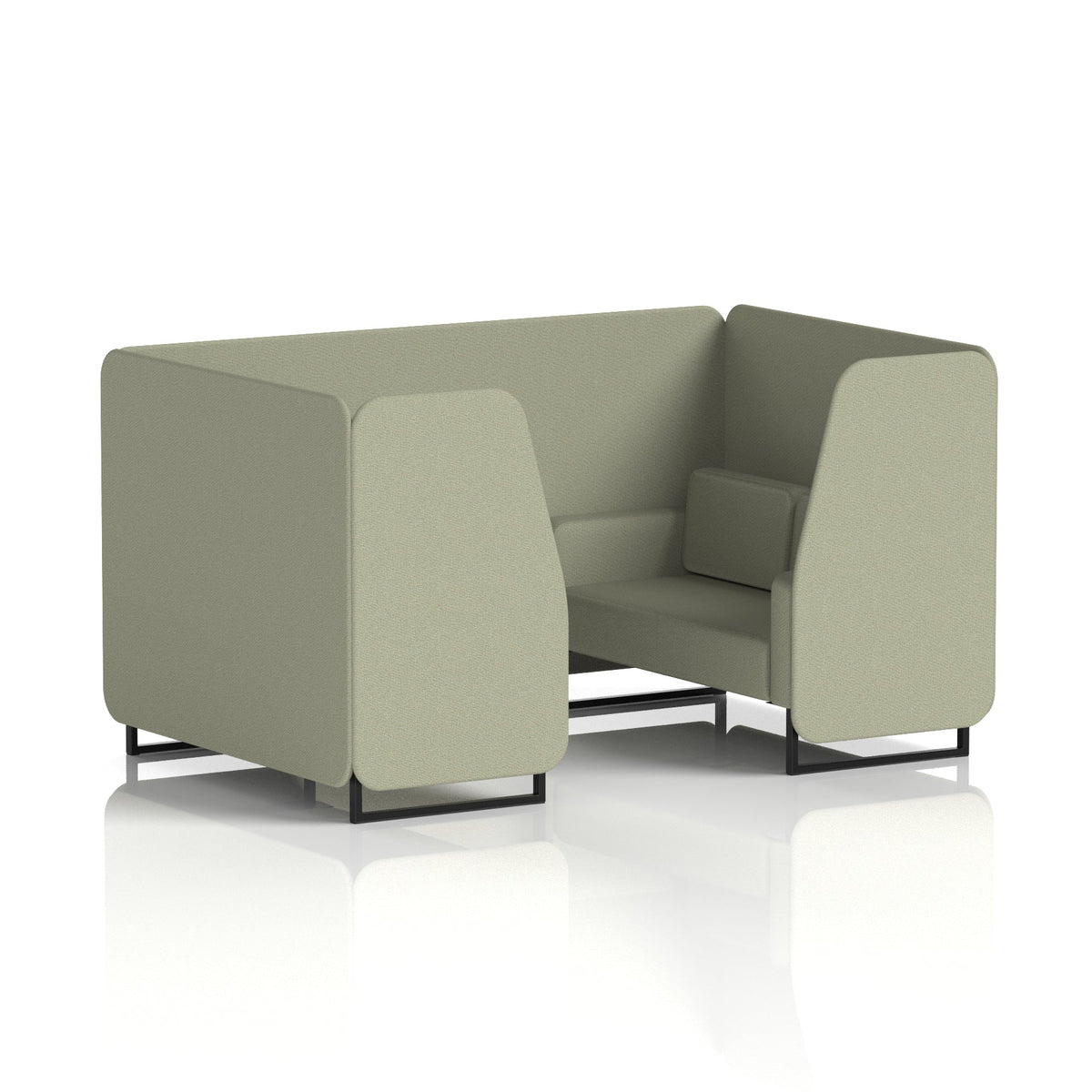 Commercial 4 Seater Privacy Booth – Single Tone – Crib 5 Main Line Flax - Newbury Panels And Sofa Black - Industrious Decor