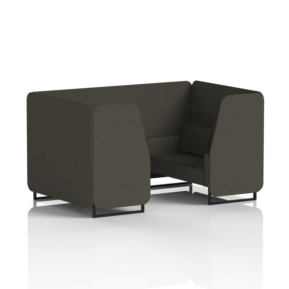 Commercial 4 Seater Privacy Booth – Single Tone – Crib 5 Main Line Flax - Temple Panels And Sofa Black - Industrious Decor