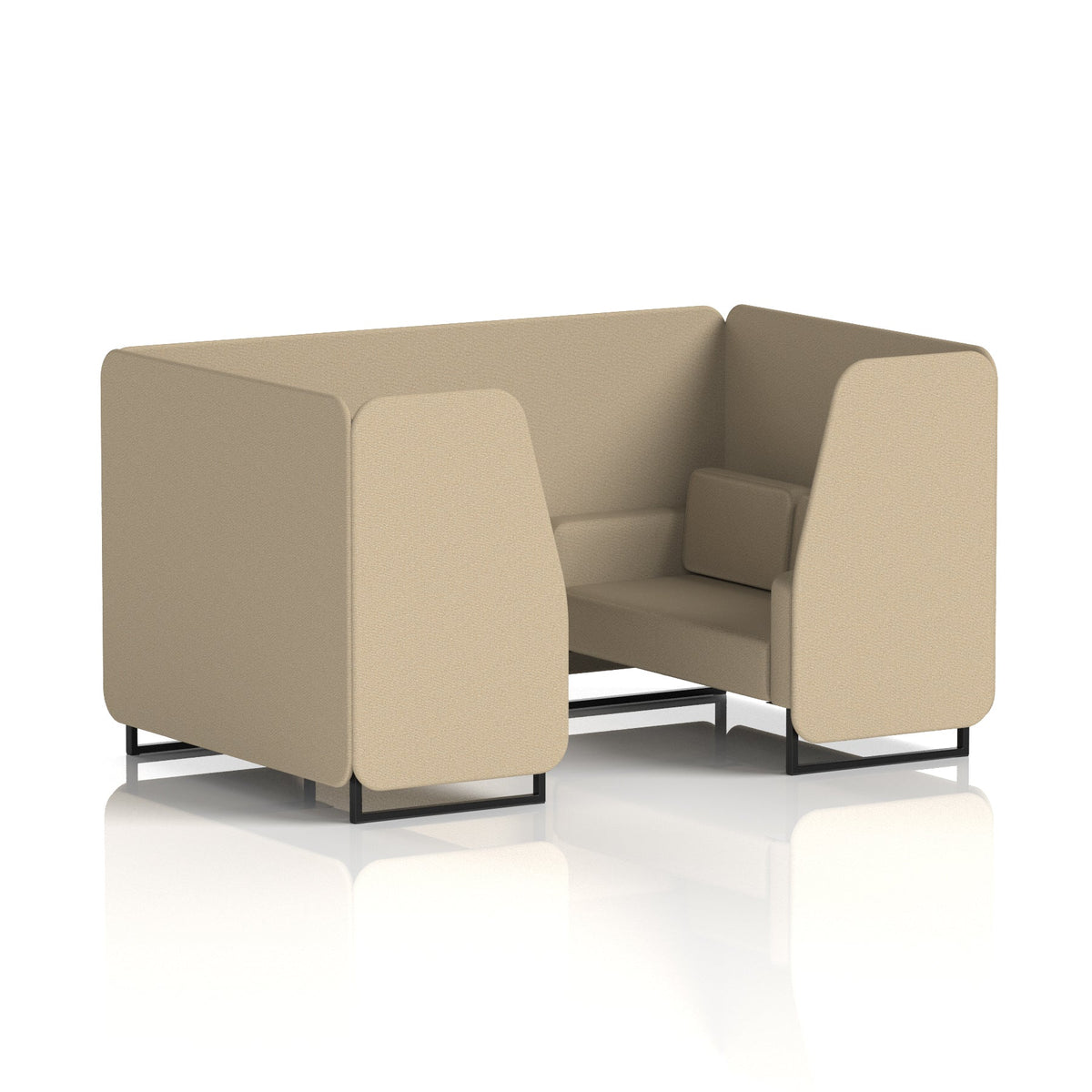 Commercial 4 Seater Privacy Booth – Single Tone – Crib 5 Main Line Flax - Upminster Panels And Sofa Black - Industrious Decor