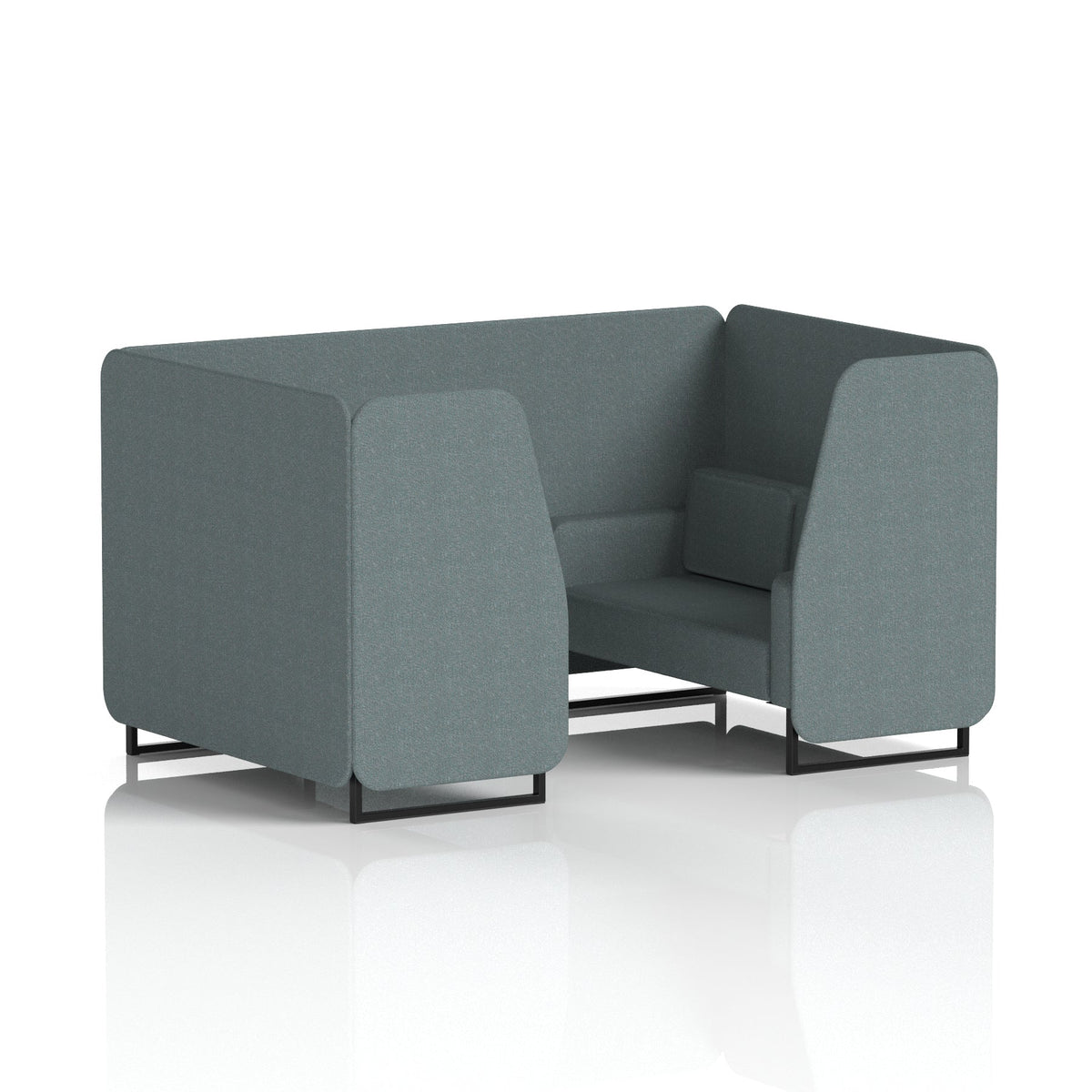 Commercial 4 Seater Privacy Booth – Single Tone – Crib 5 Main Line Flax - Westminster Panels And Sofa Black - Industrious Decor