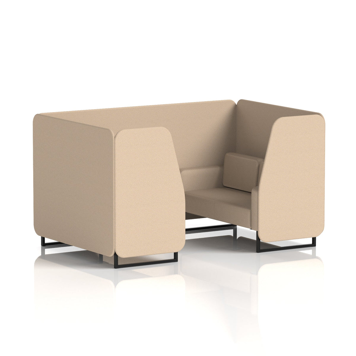 Commercial 4 Seater Privacy Booth – Single Tone – Crib 5 Synergy - Affix Panels And Sofa Black - Industrious Decor