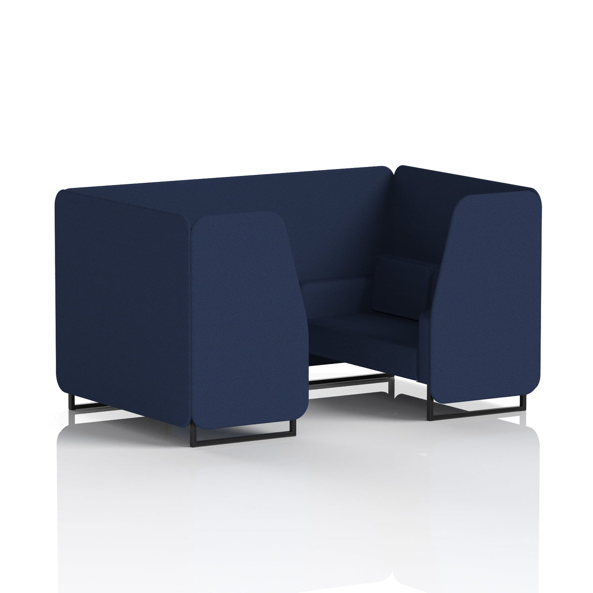 Commercial 4 Seater Privacy Booth – Single Tone – Crib 5 Synergy - Alike Panels And Sofa Black - Industrious Decor