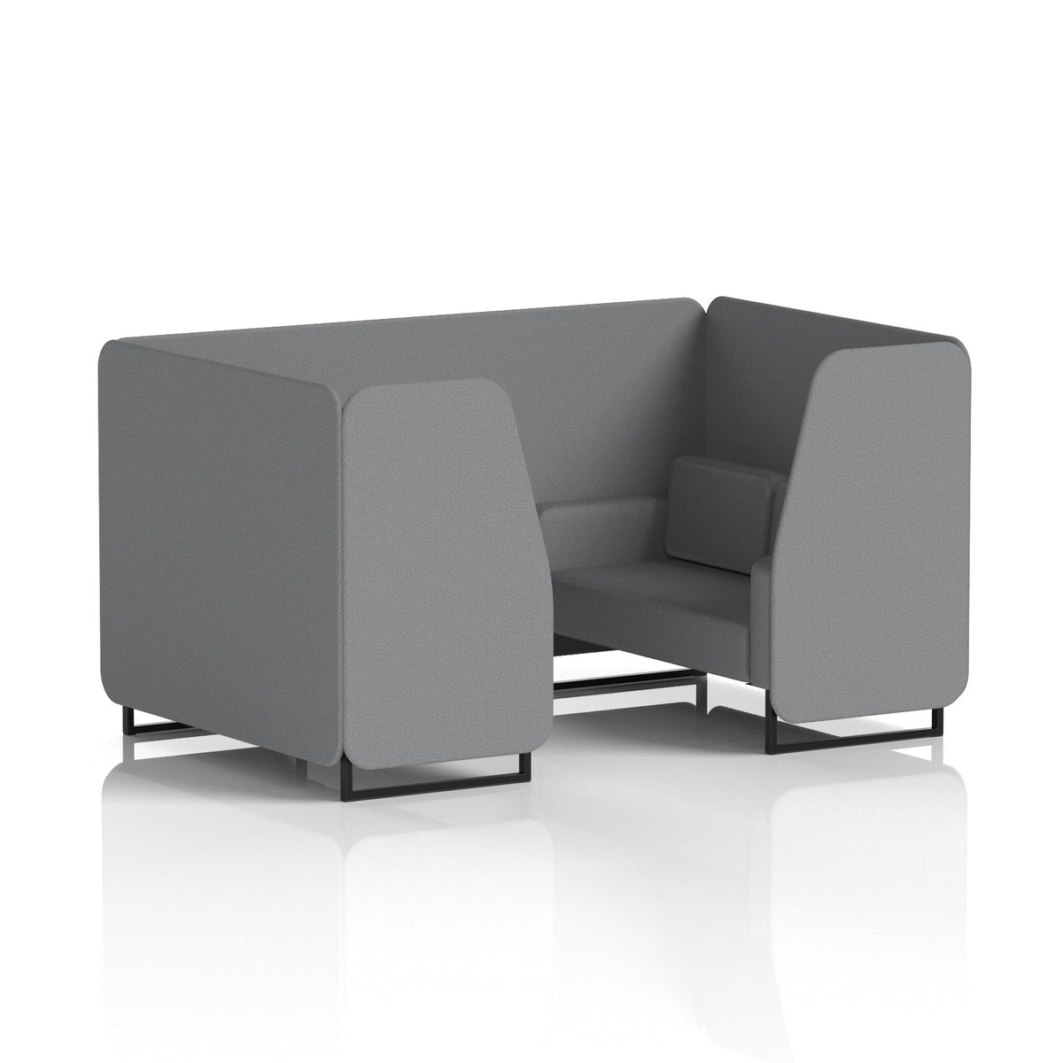 Commercial 4 Seater Privacy Booth – Single Tone – Crib 5 Synergy - Partner Panels And Sofa Black - Industrious Decor