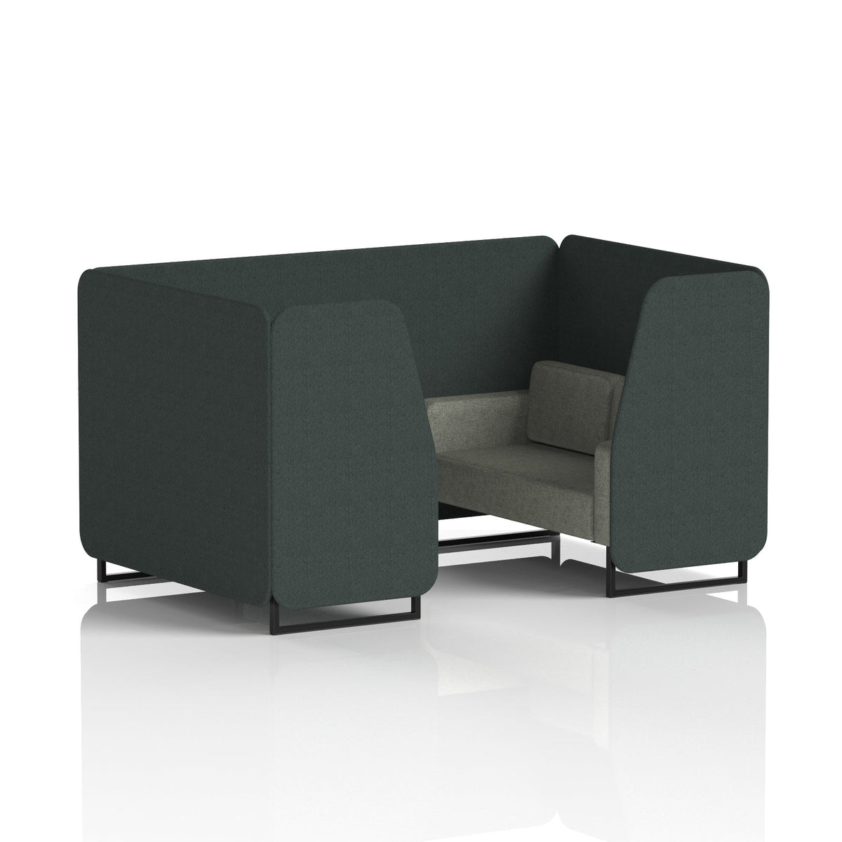 Commercial 4 Seater Privacy Booth – Two Tone – Crib 5 Rivet - Charcoal Panels And Vitreous Sofa Black - Industrious Decor