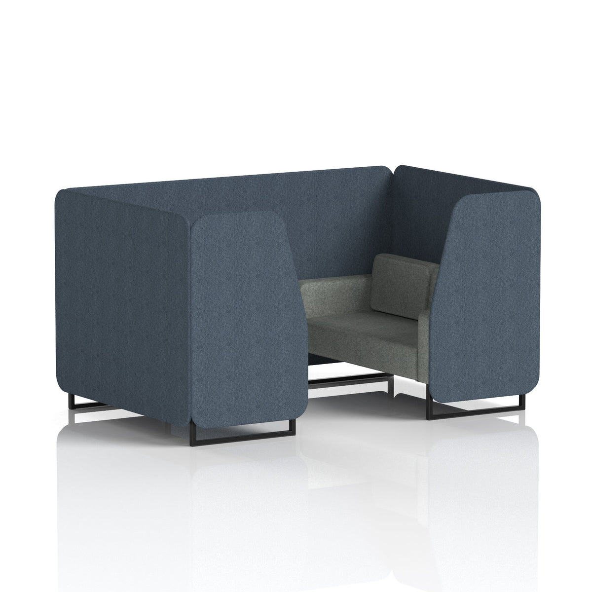 Commercial 4 Seater Privacy Booth – Two Tone – Crib 5 Rivet - Crucible Panels And Prime Sofa Black - Industrious Decor