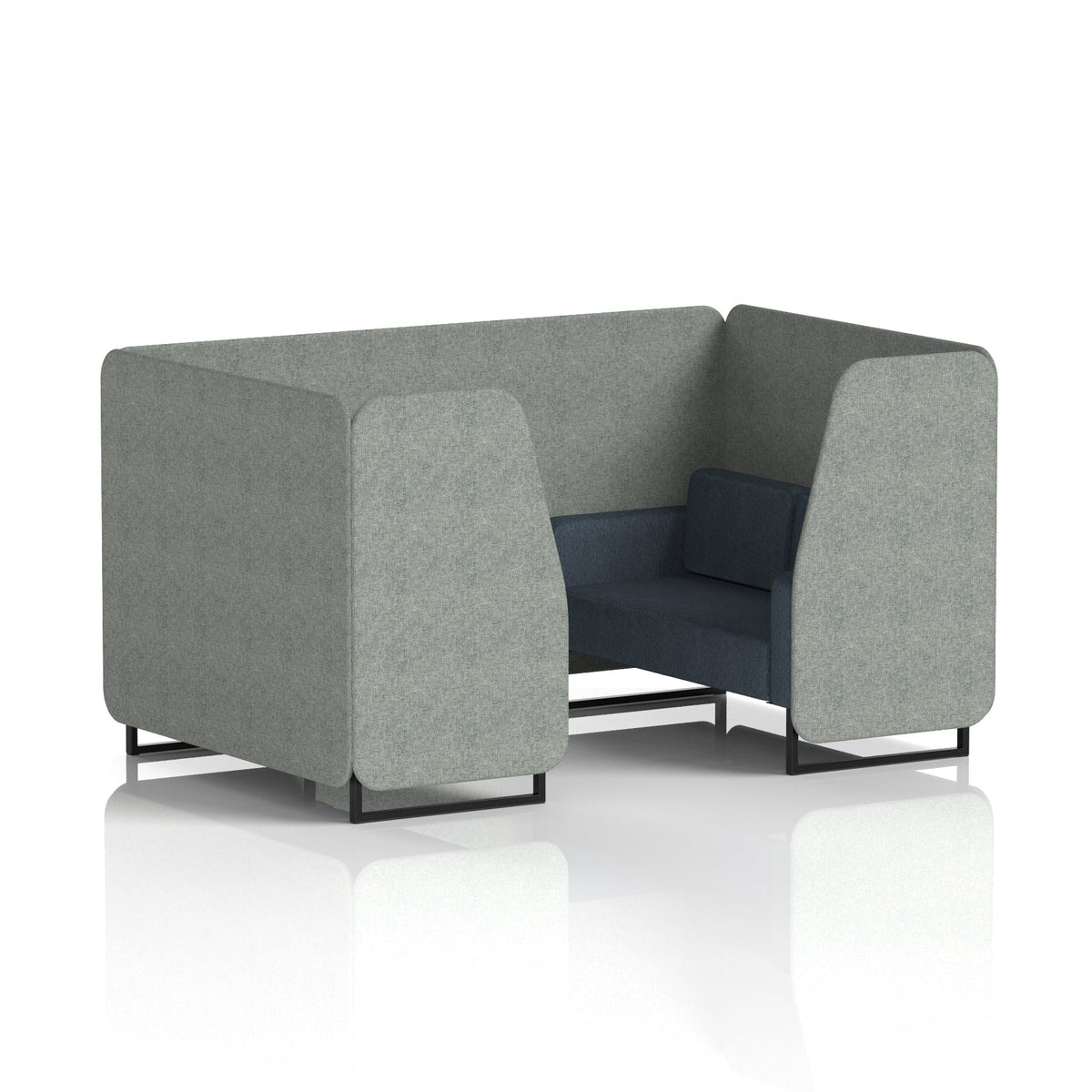 Commercial 4 Seater Privacy Booth – Two Tone – Crib 5 Rivet - Prime Panels And Crucible Sofa Black - Industrious Decor