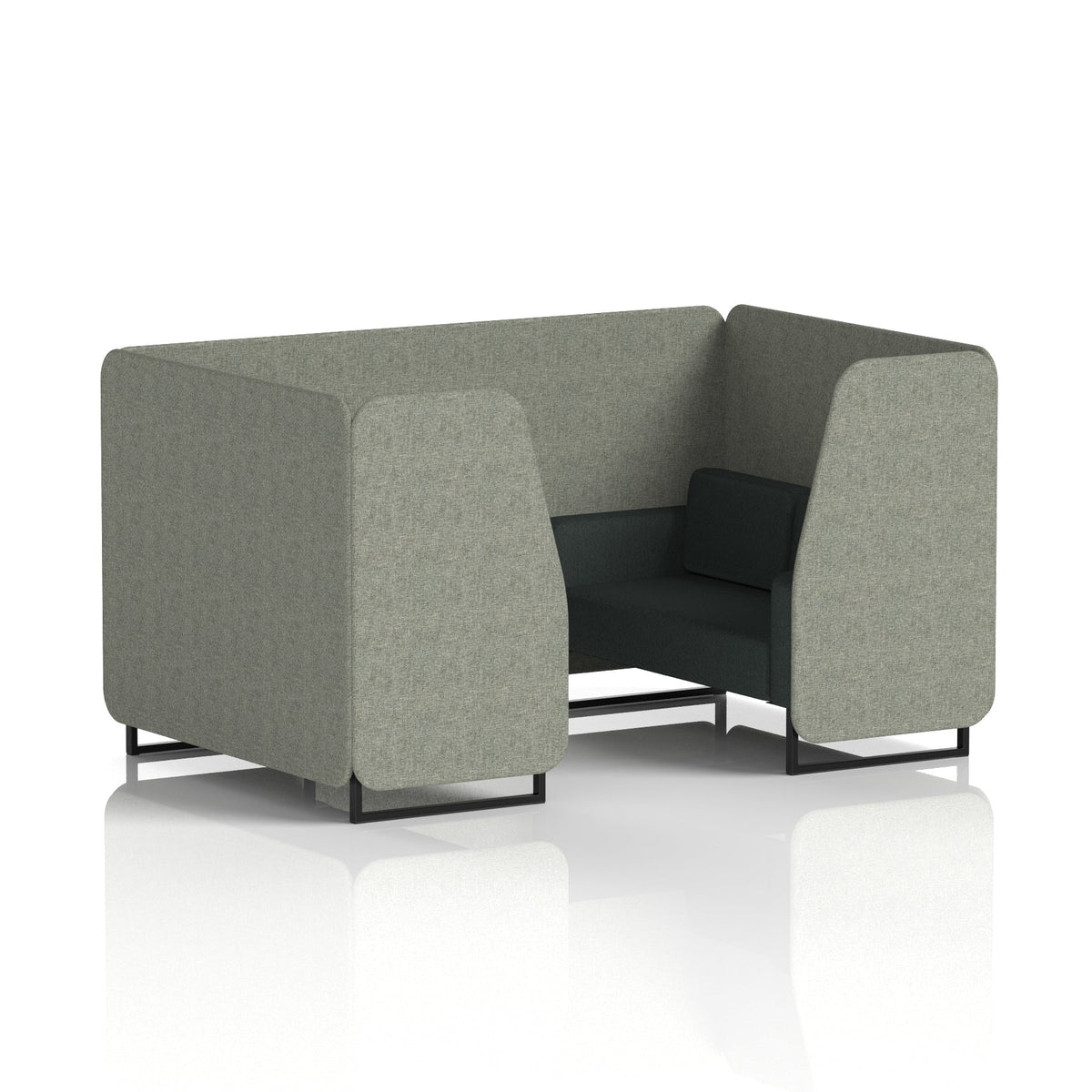 Commercial 4 Seater Privacy Booth – Two Tone – Crib 5 Rivet - Vitreous Panels And Charcoal Sofa Black - Industrious Decor