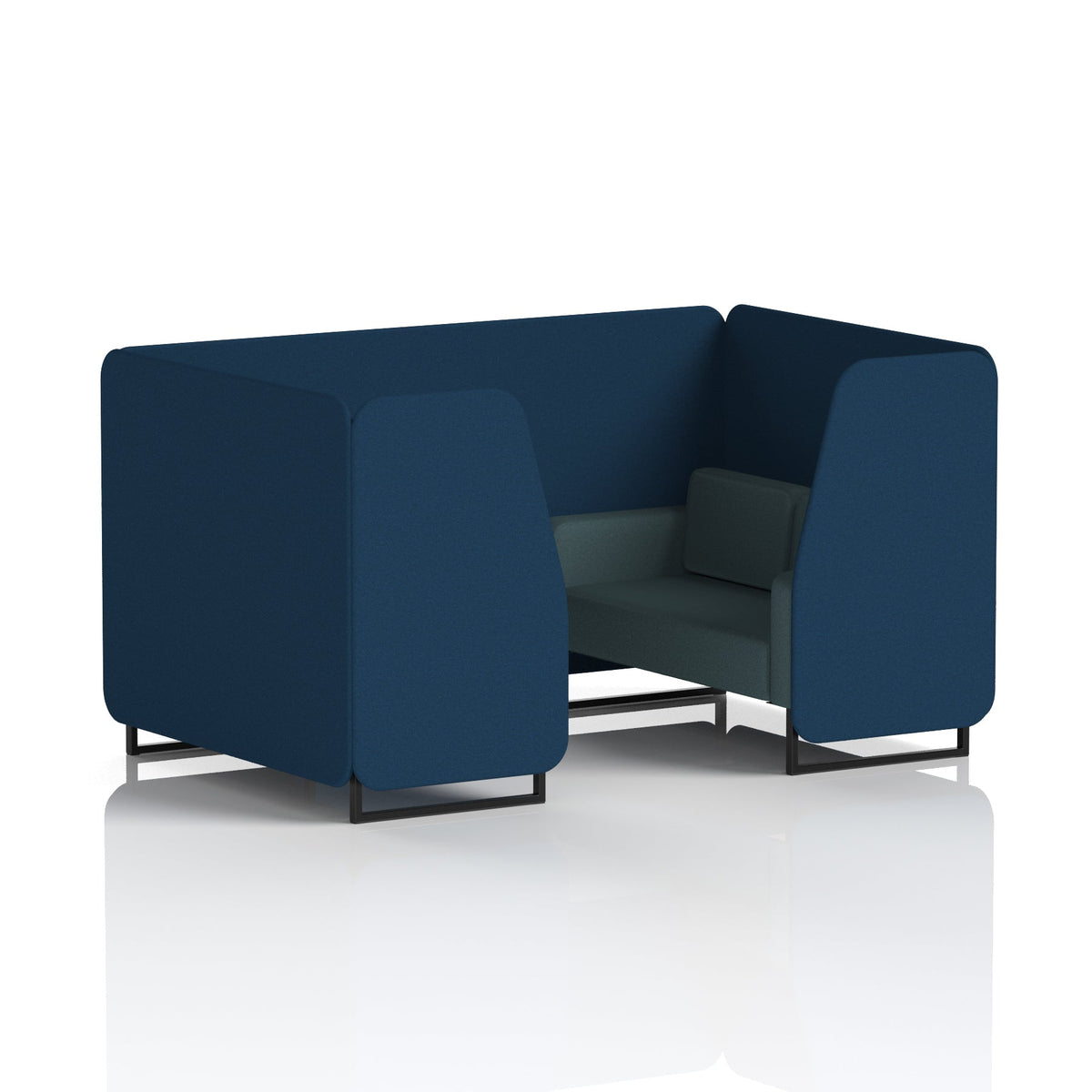 Commercial 4 Seater Privacy Booth – Two Tone – Crib 5 X2 - Calculus Panels And Polygon Sofa Black - Industrious Decor